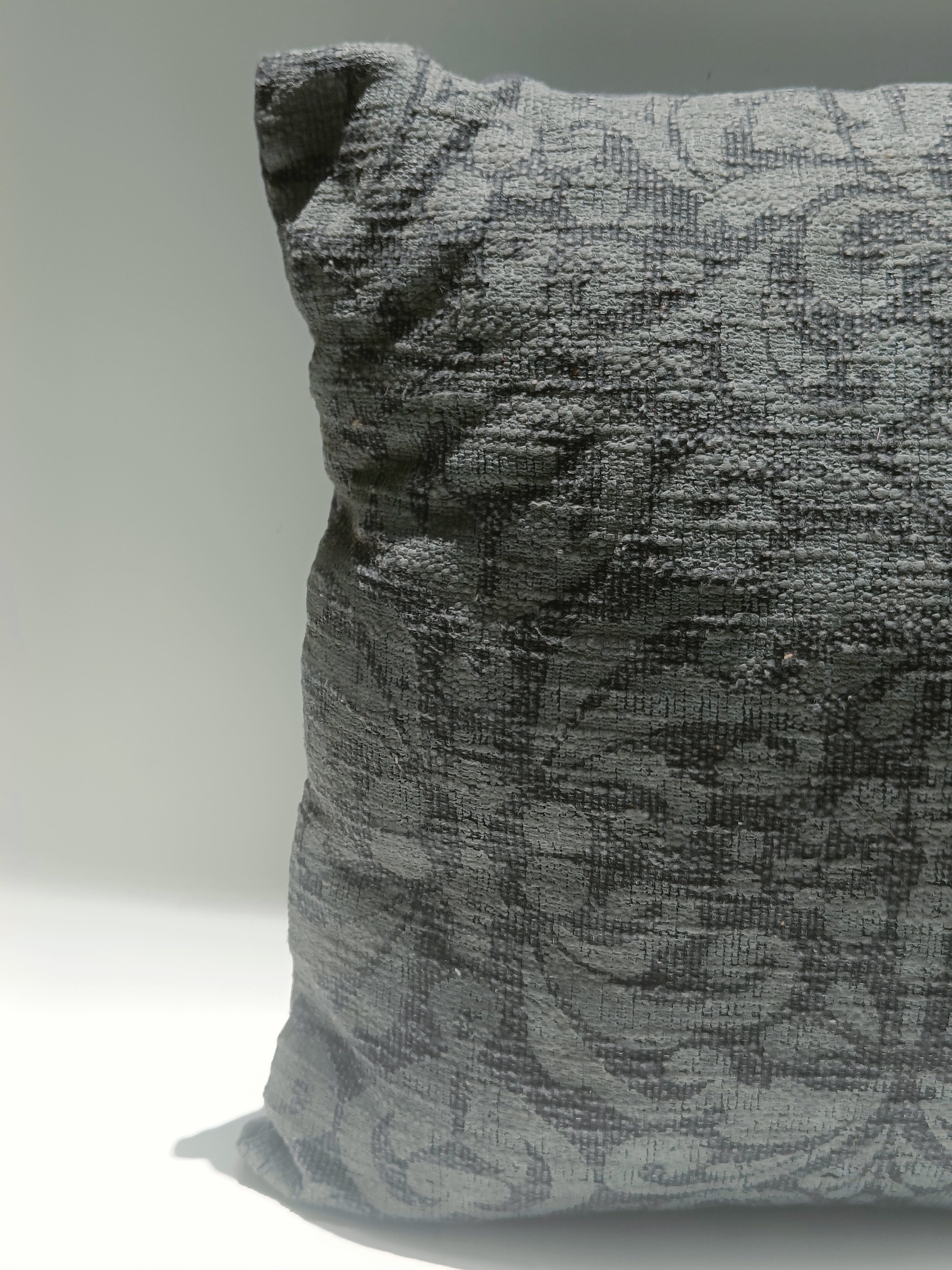 Elegant Charcoal Brocade Cushion – 50.8 x 50.8 cm | Textured Jacquard