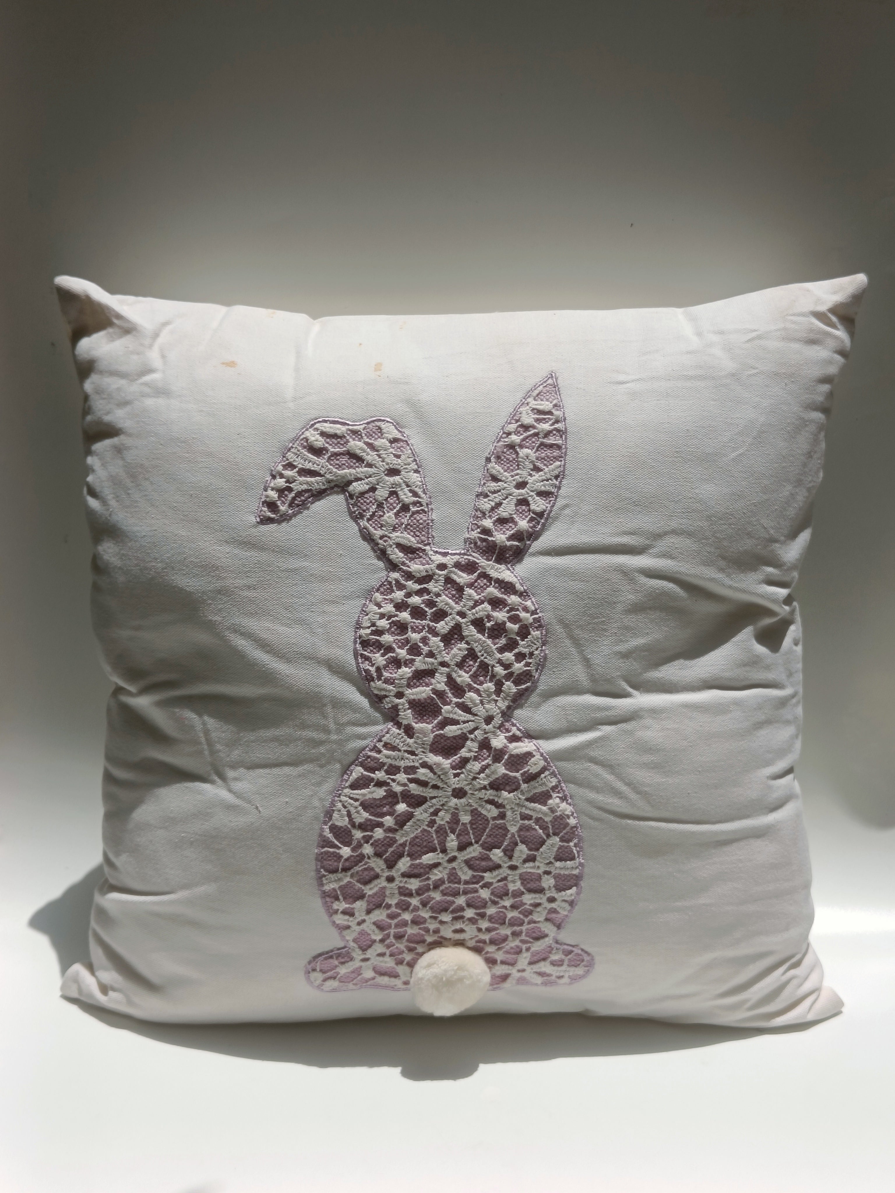 Whimsical Bunny Appliqué Cushion – 50.8 x 50.8 cm