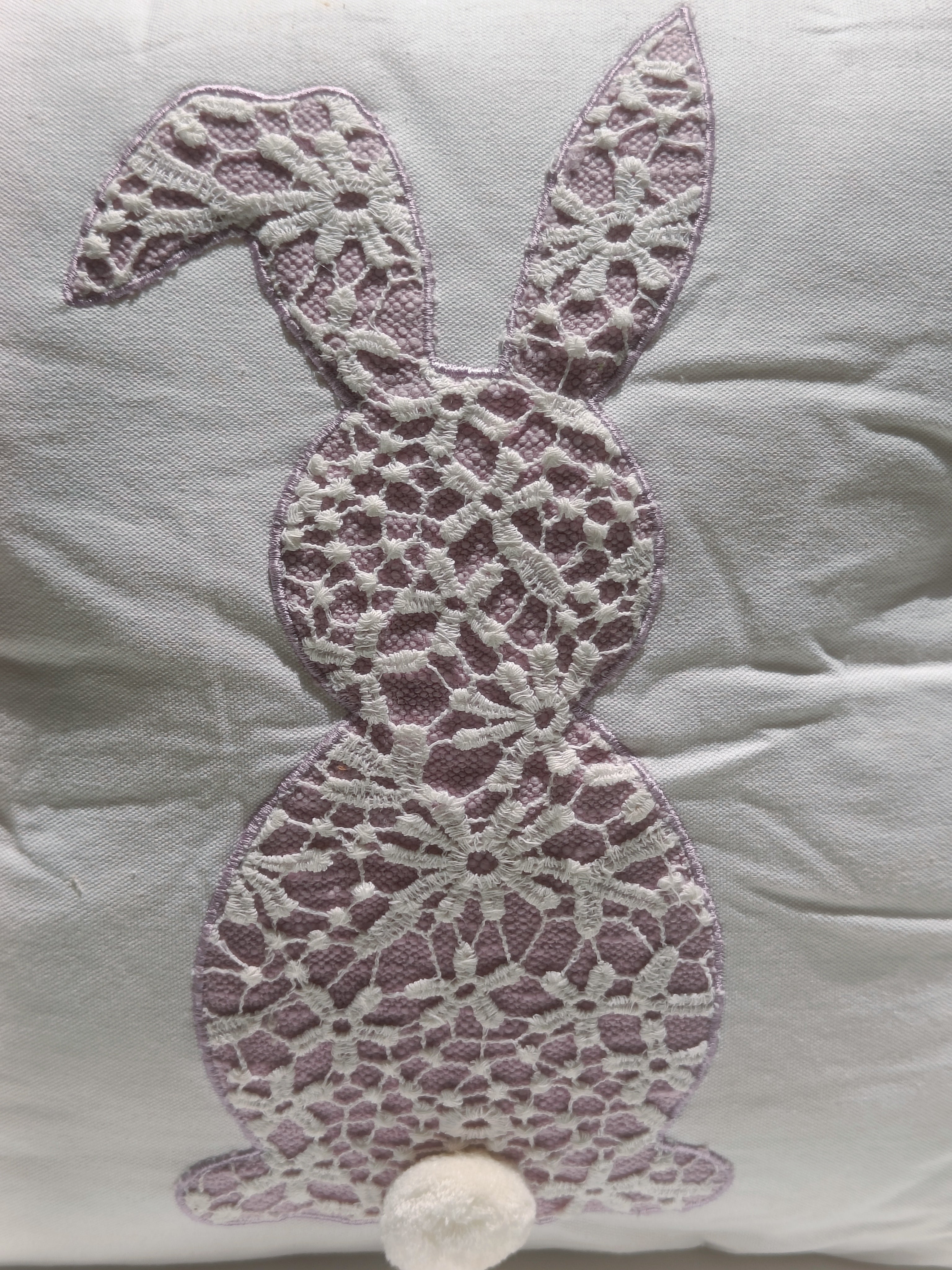 Whimsical Bunny Appliqué Cushion – 50.8 x 50.8 cm