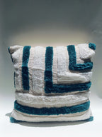 Modern Textured Tufted Cushion – 40.6 x 40.6 cm | Teal & Ivory