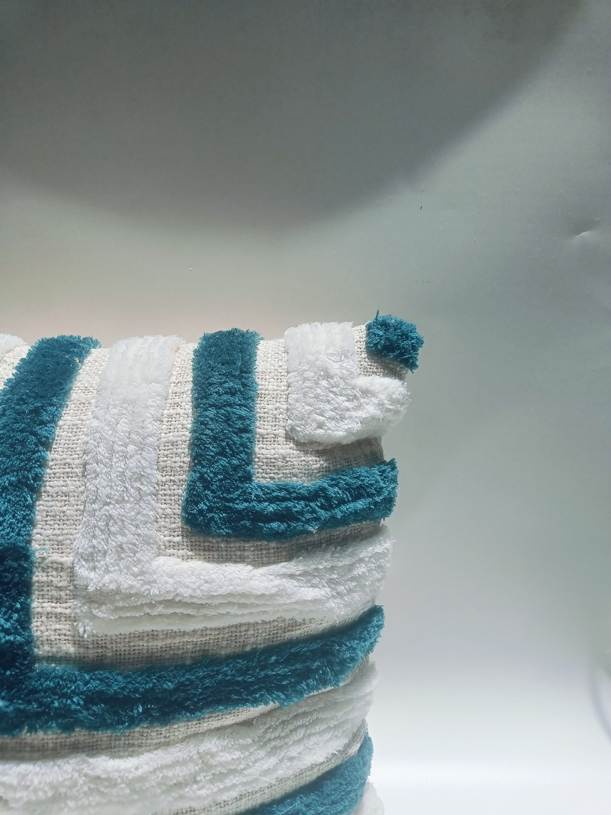 Modern Textured Tufted Cushion – 40.6 x 40.6 cm | Teal & Ivory