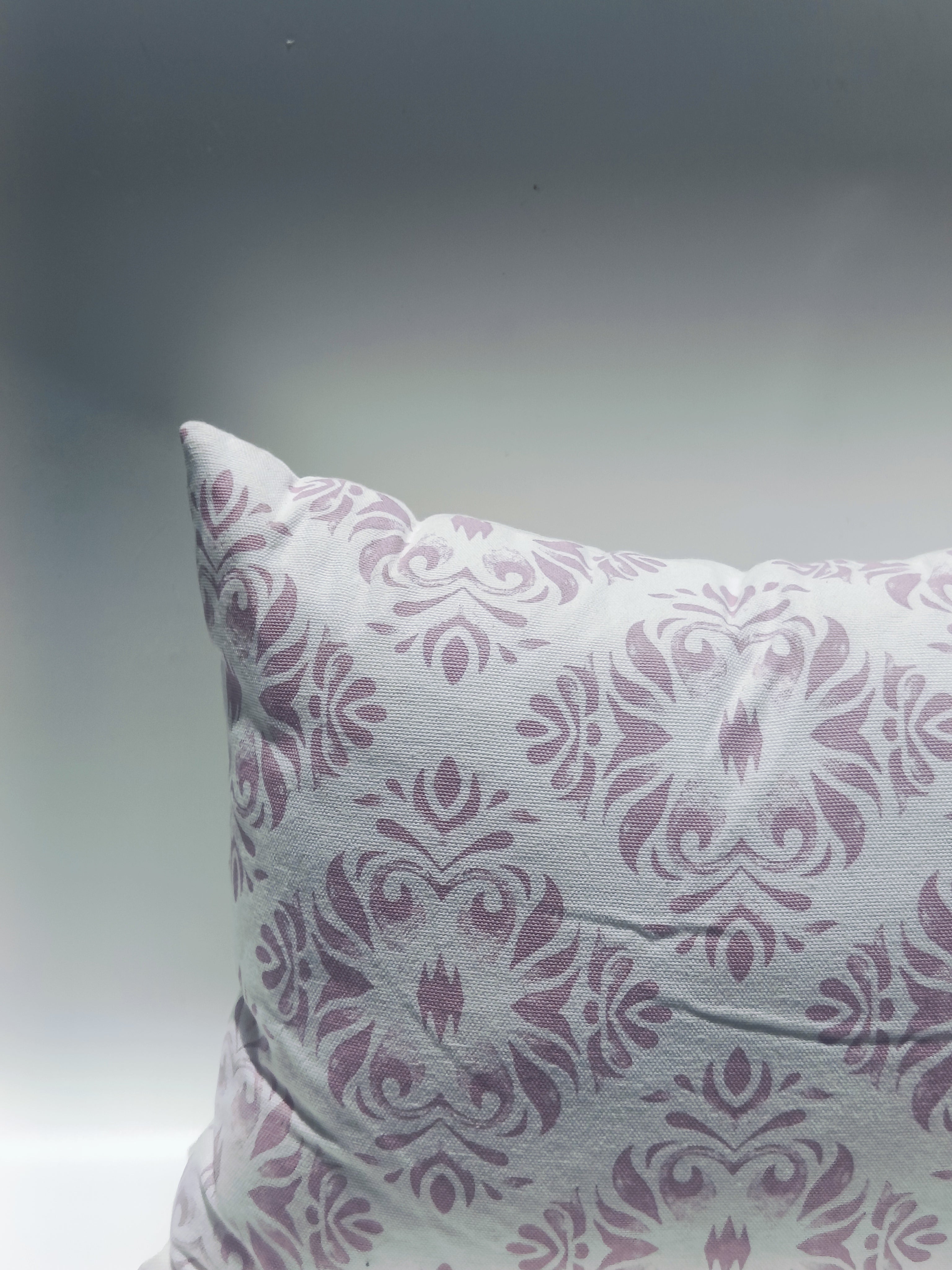 Pastel Pink Damask Print Cushion – Soft Cotton Blend