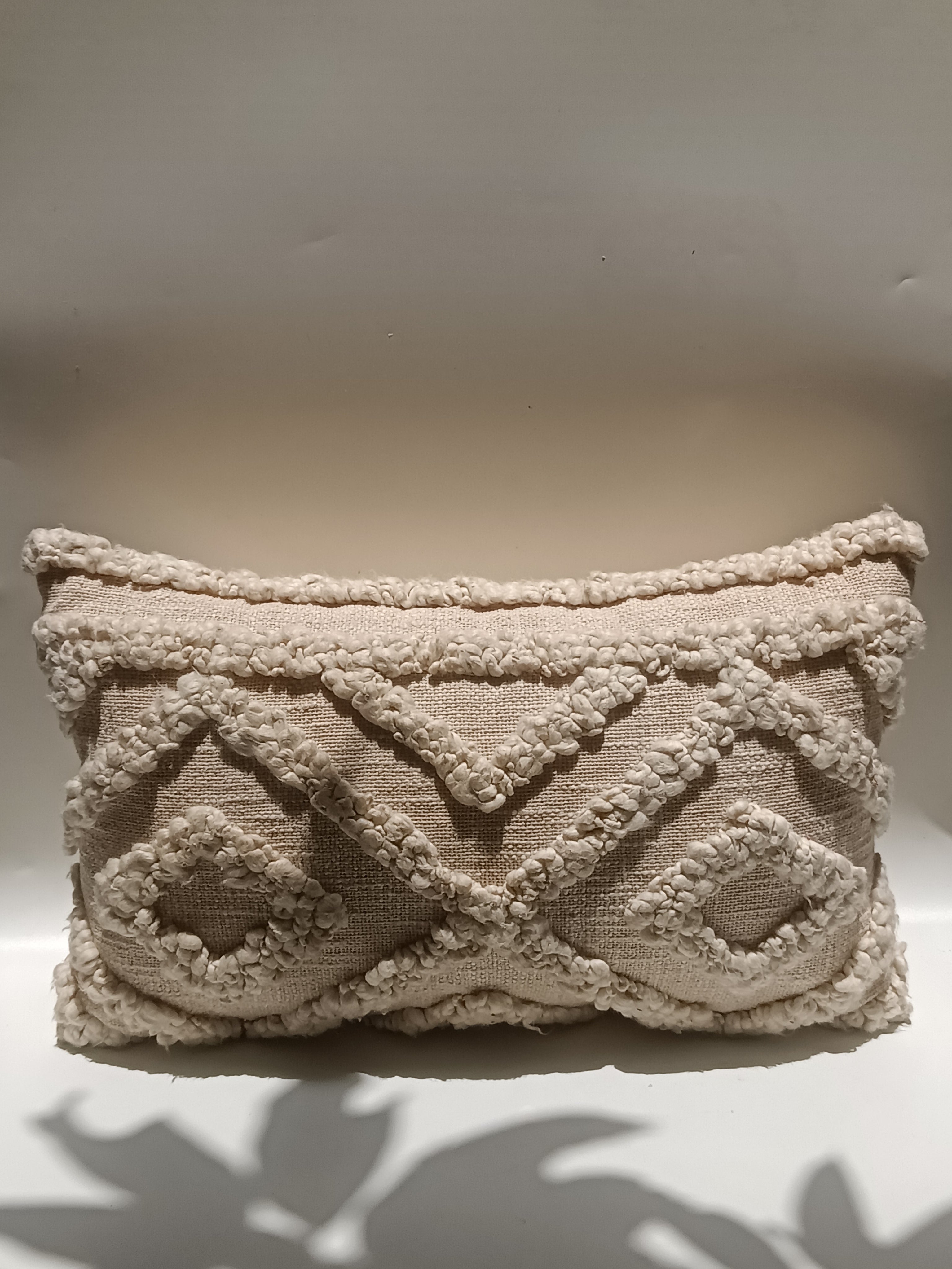 Boho Textured Lumbar Cushion – Handcrafted Tufted Accent Pillow