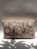 Embroidered Velvet Cushion with Floral Beadwork