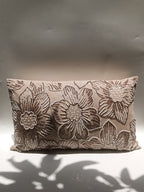 Embroidered Velvet Cushion with Floral Beadwork