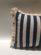 Handwoven Striped Cotton Cushion with Tassels