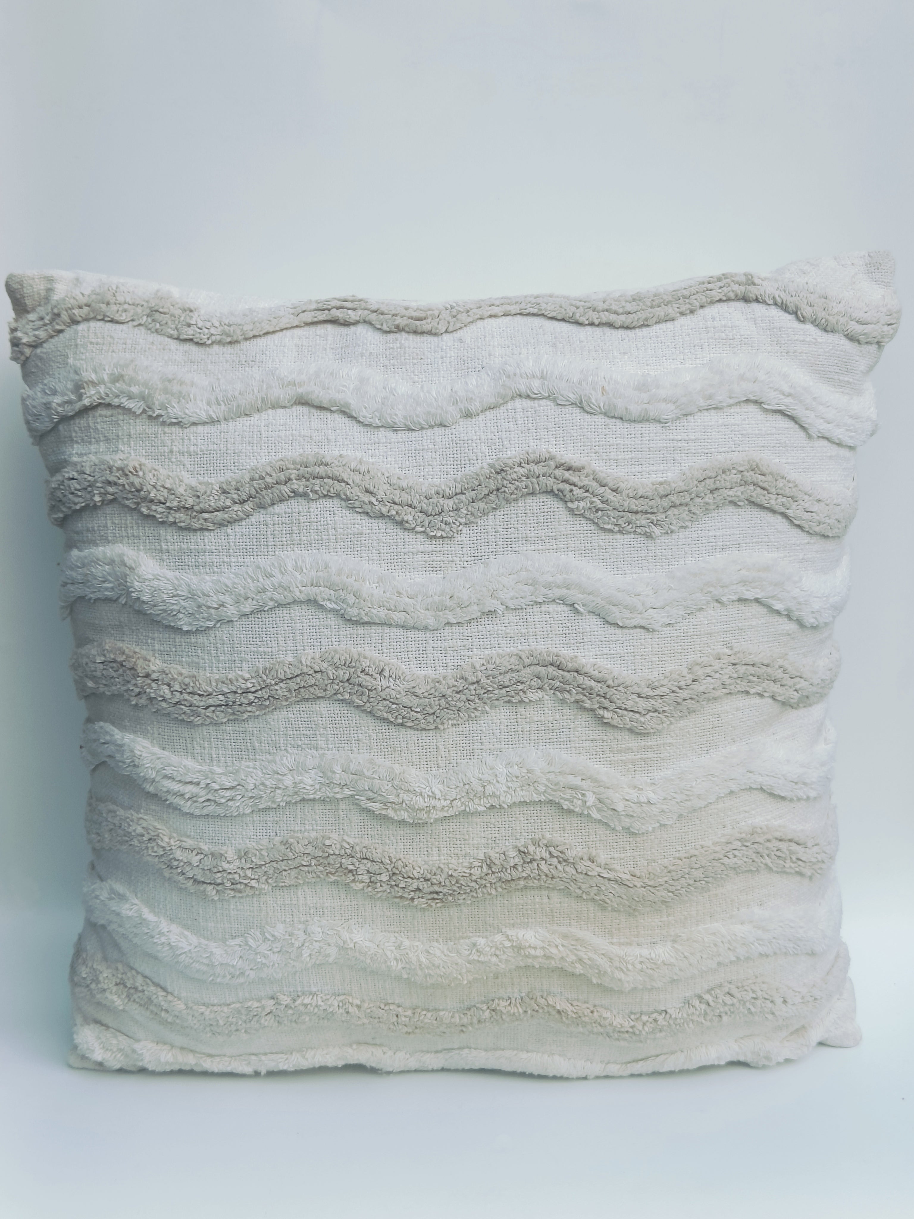 Wavy Textured Cushion in Neutral Tones