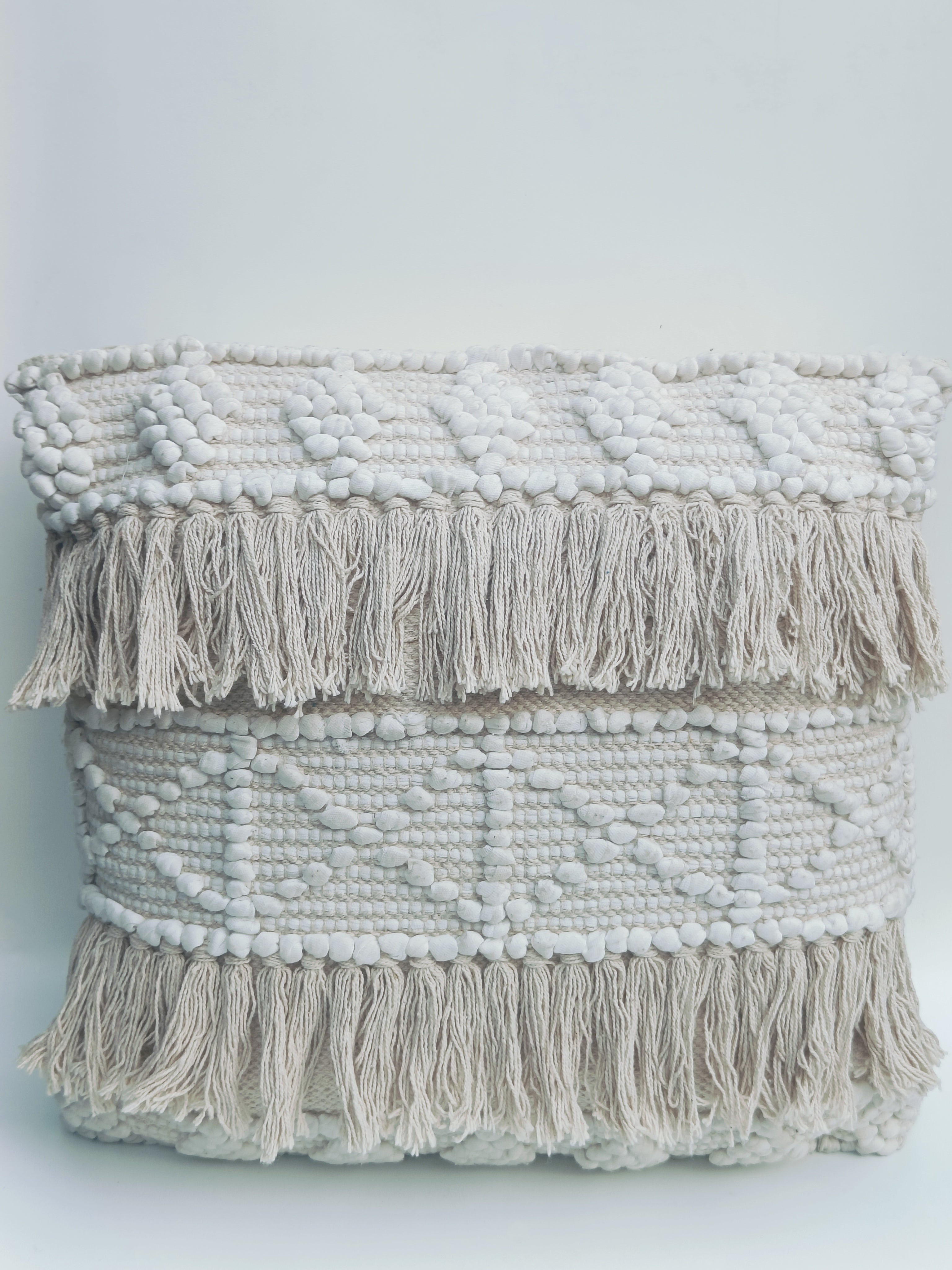 Boho Textured Cushion with Tassels