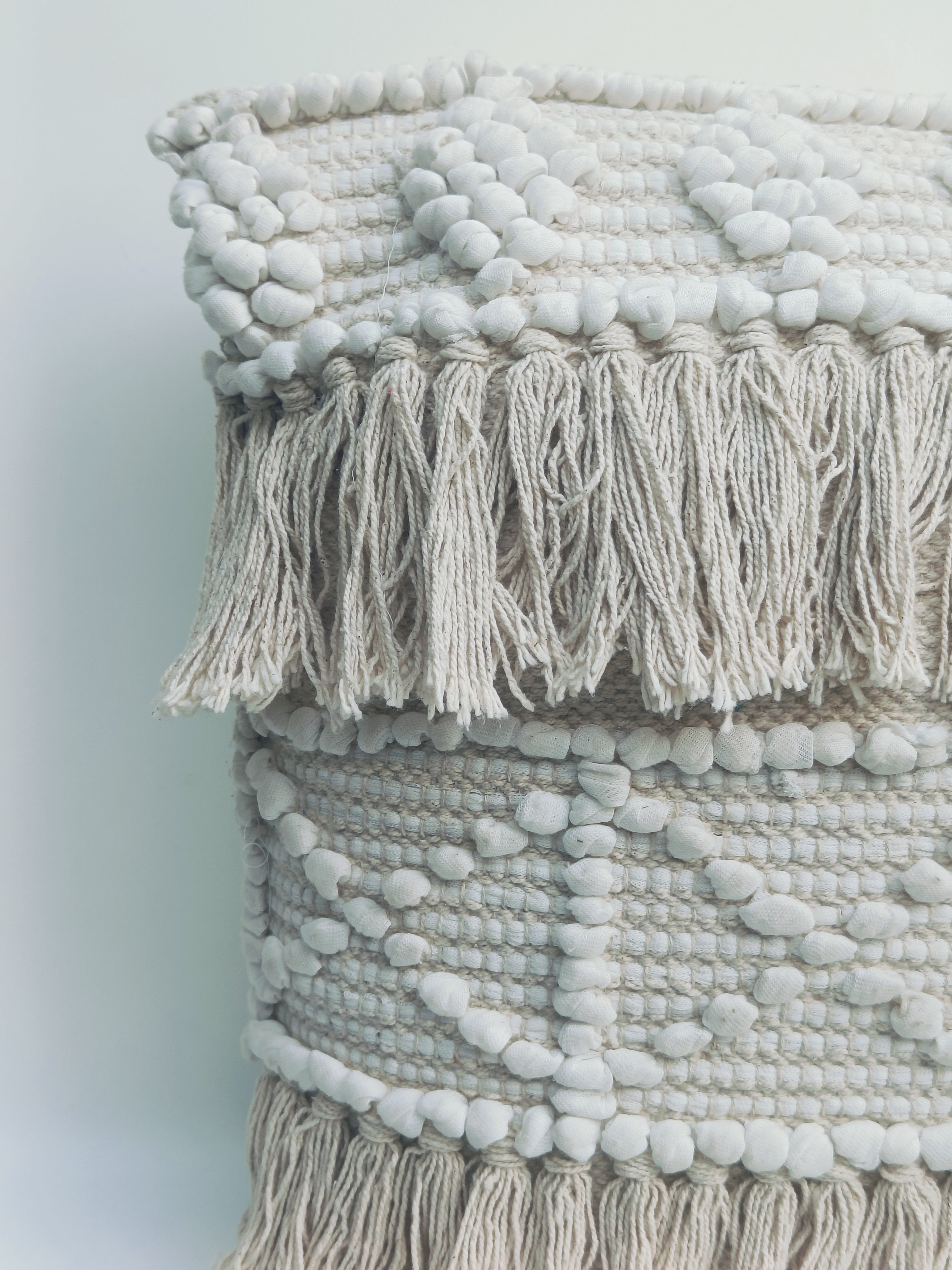 Boho Textured Cushion with Tassels