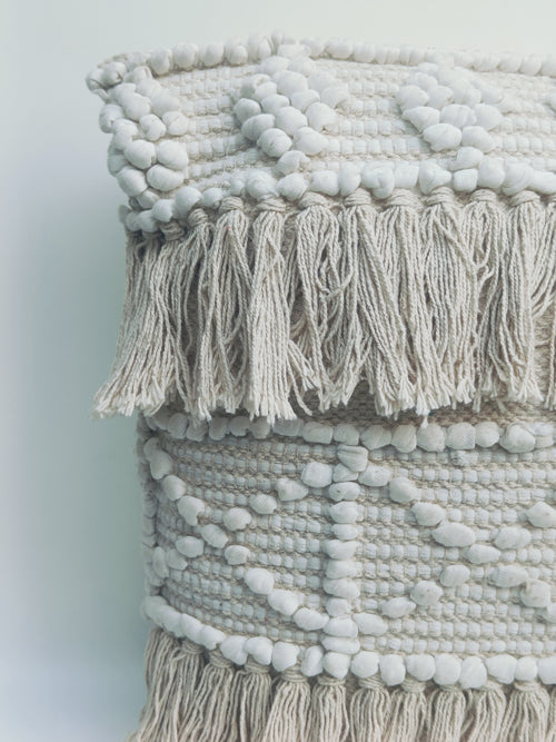 Boho Textured Cushion with Tassels