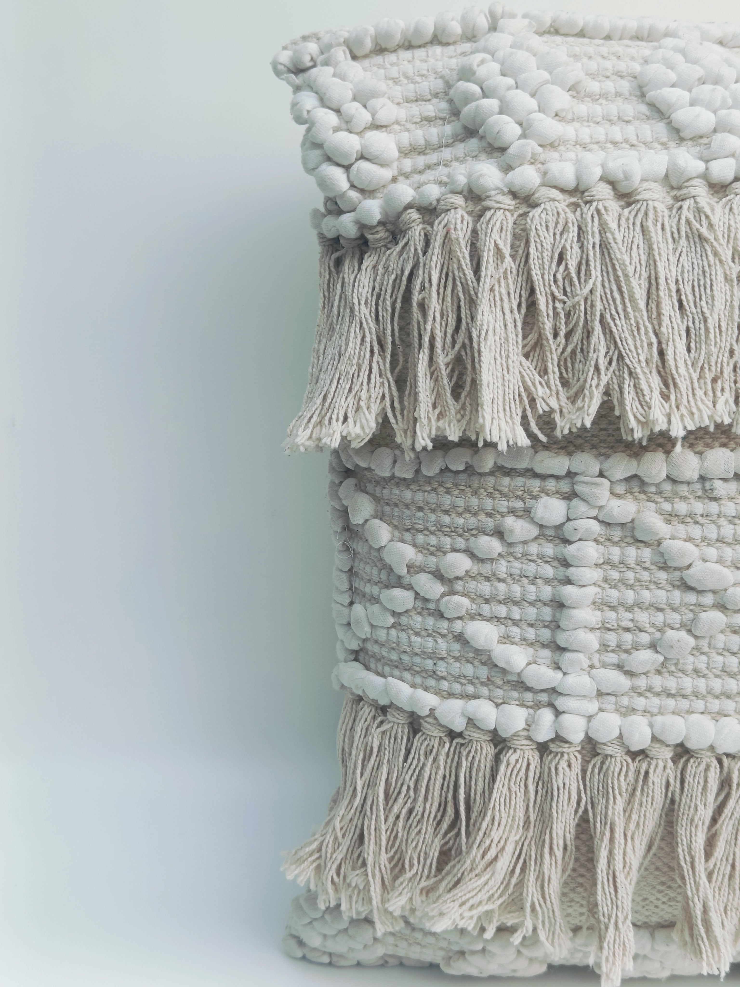 Boho Textured Cushion with Tassels