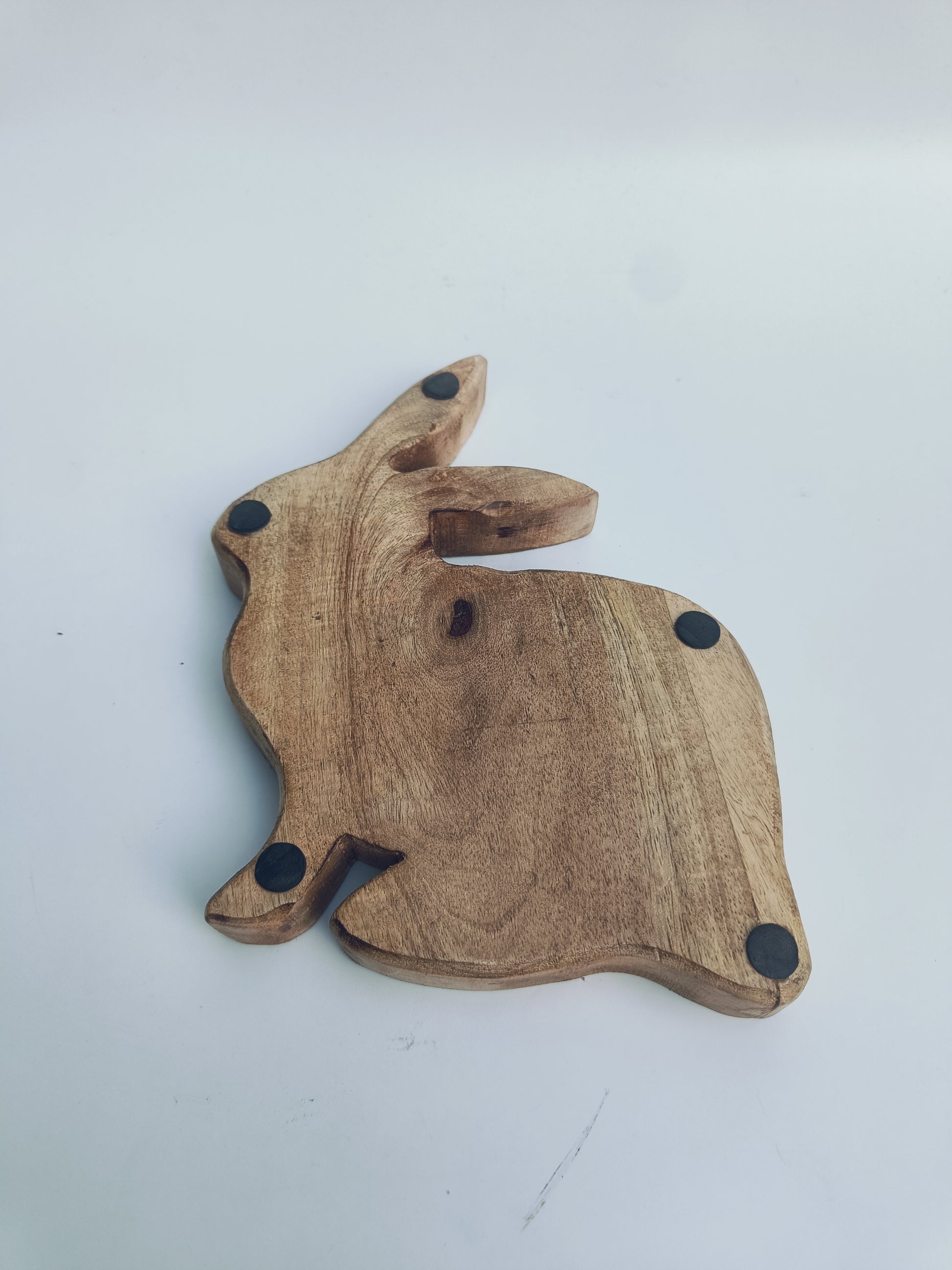 Handcrafted Wooden Bunny-Shaped Platter – 487g