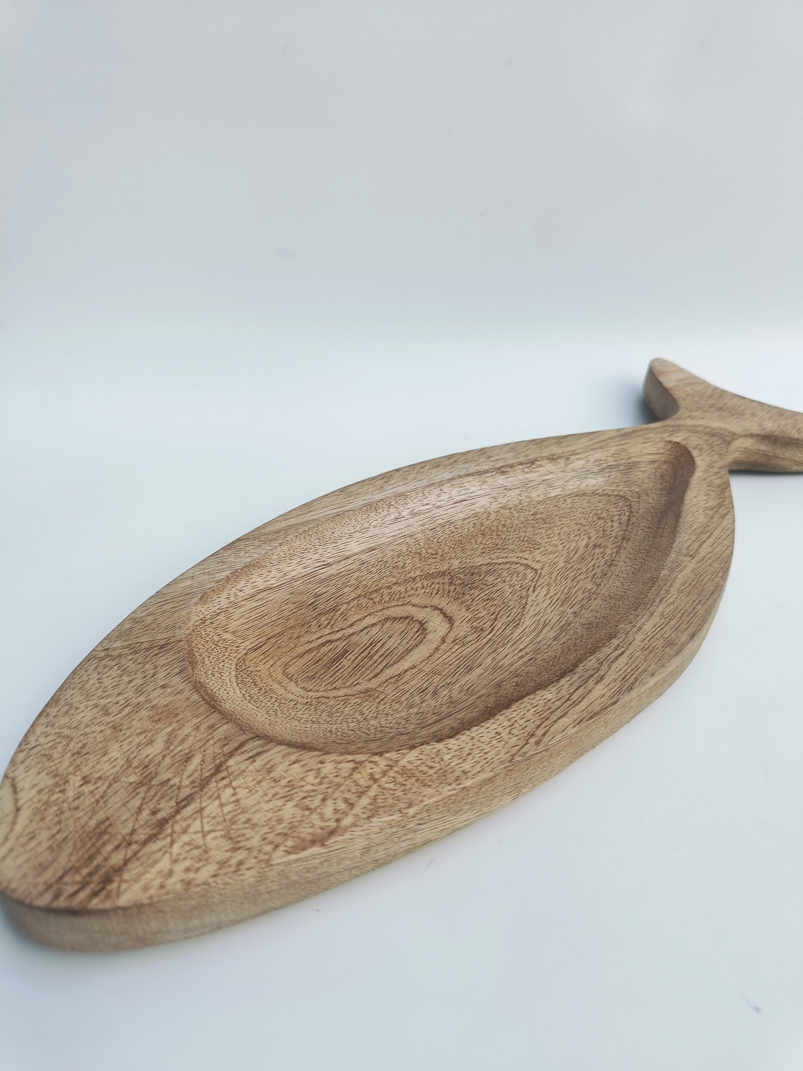 Fish-Shaped Wooden Serving Platter