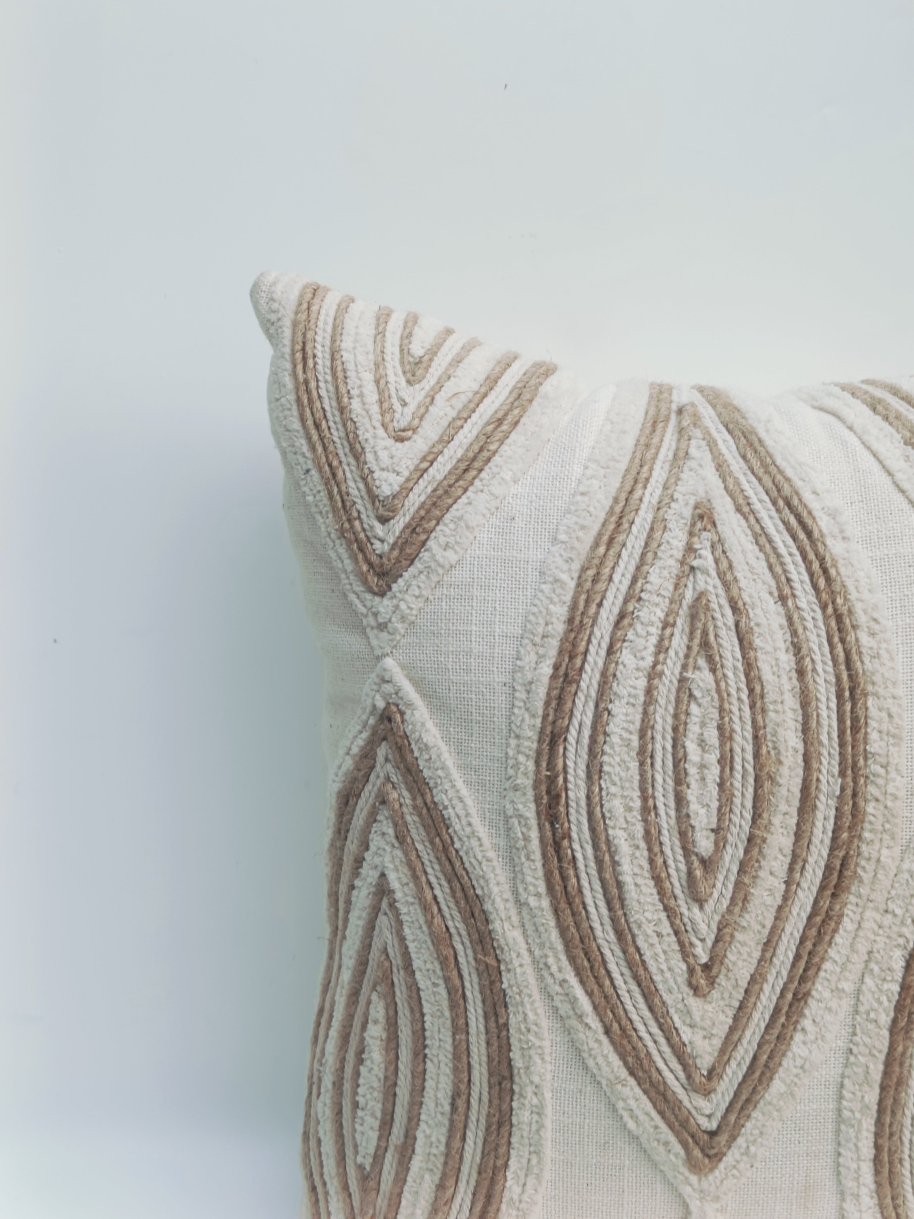 Beige Textured Geometric Cushion