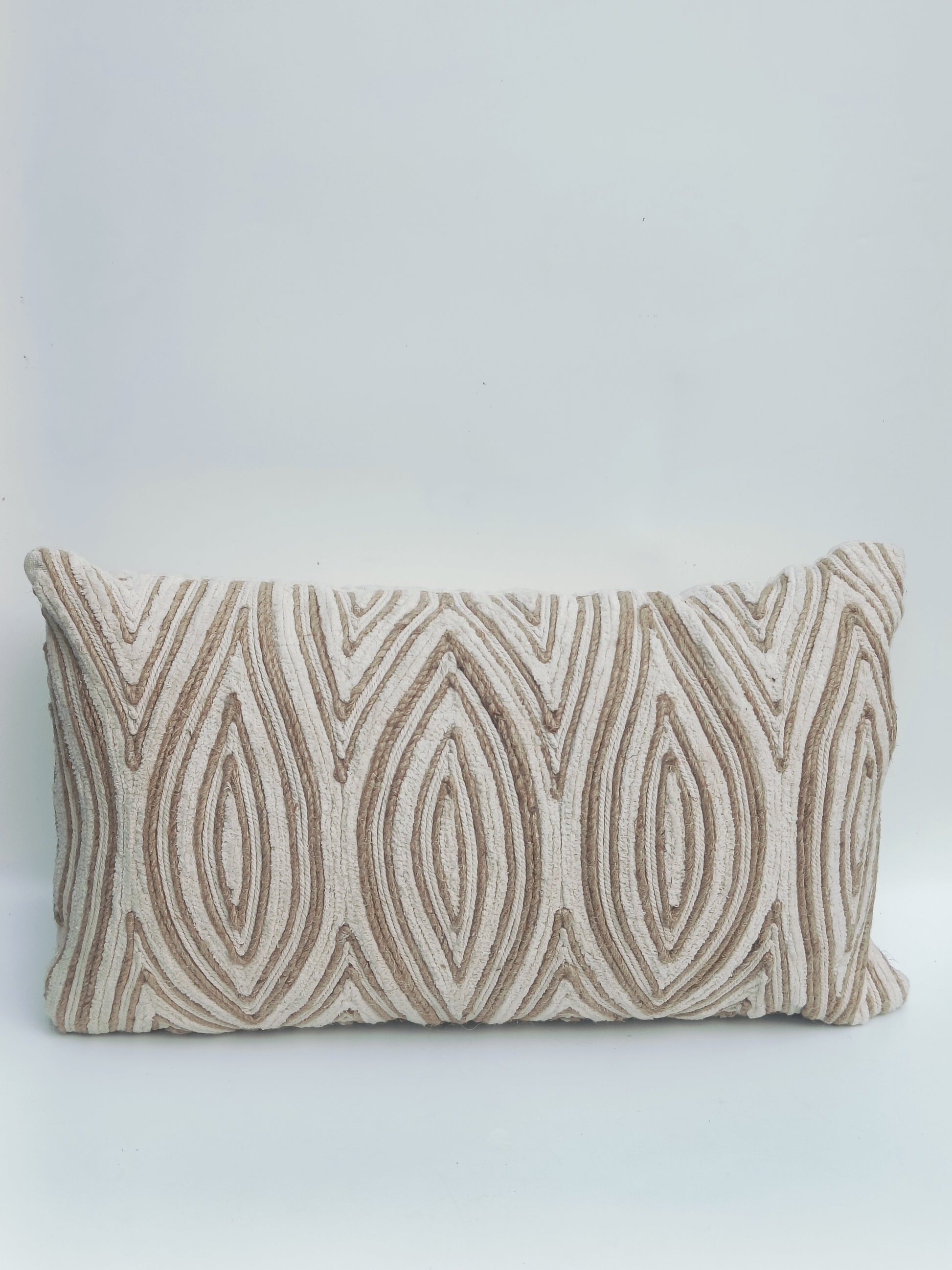 Rectangular Beige Geometric Cushion