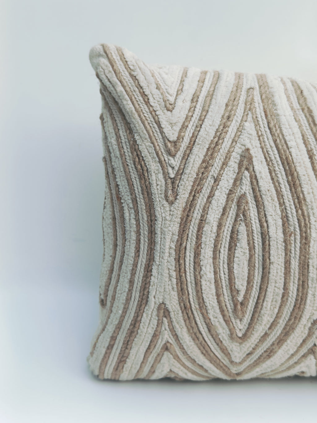 Rectangular Beige Geometric Cushion