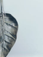 Silver Leaf-Shaped Metal Platter