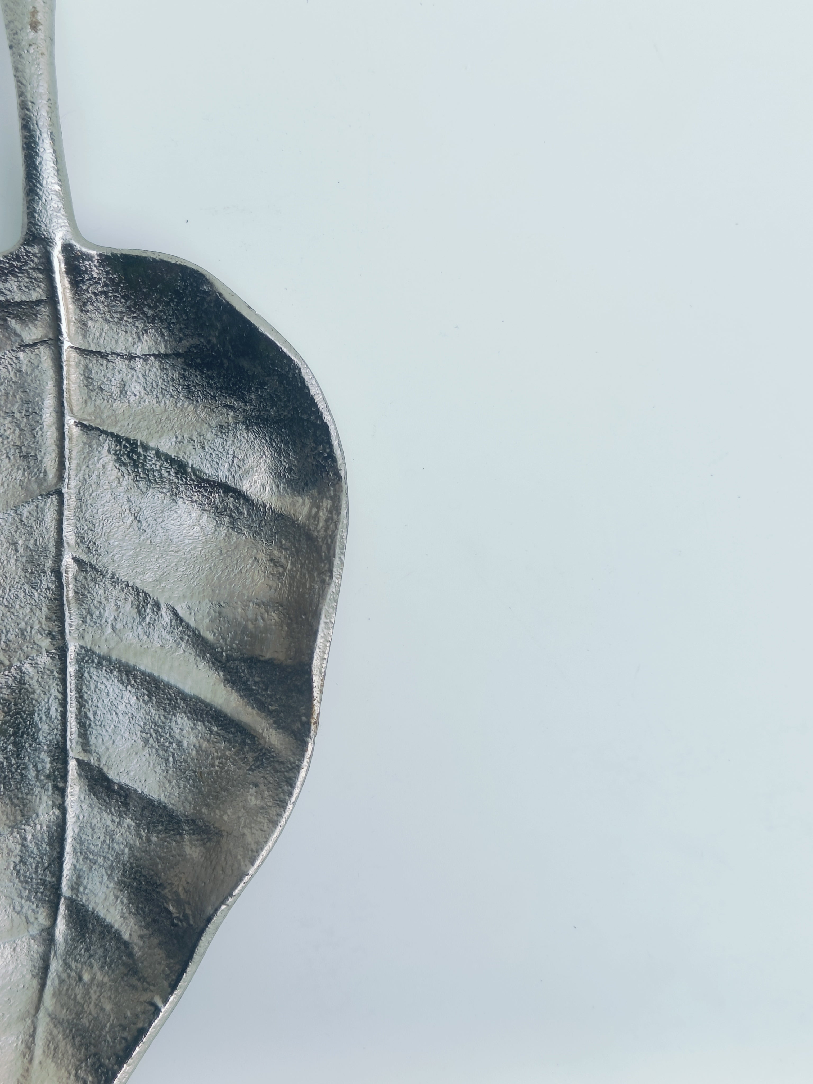 Silver Leaf-Shaped Metal Platter