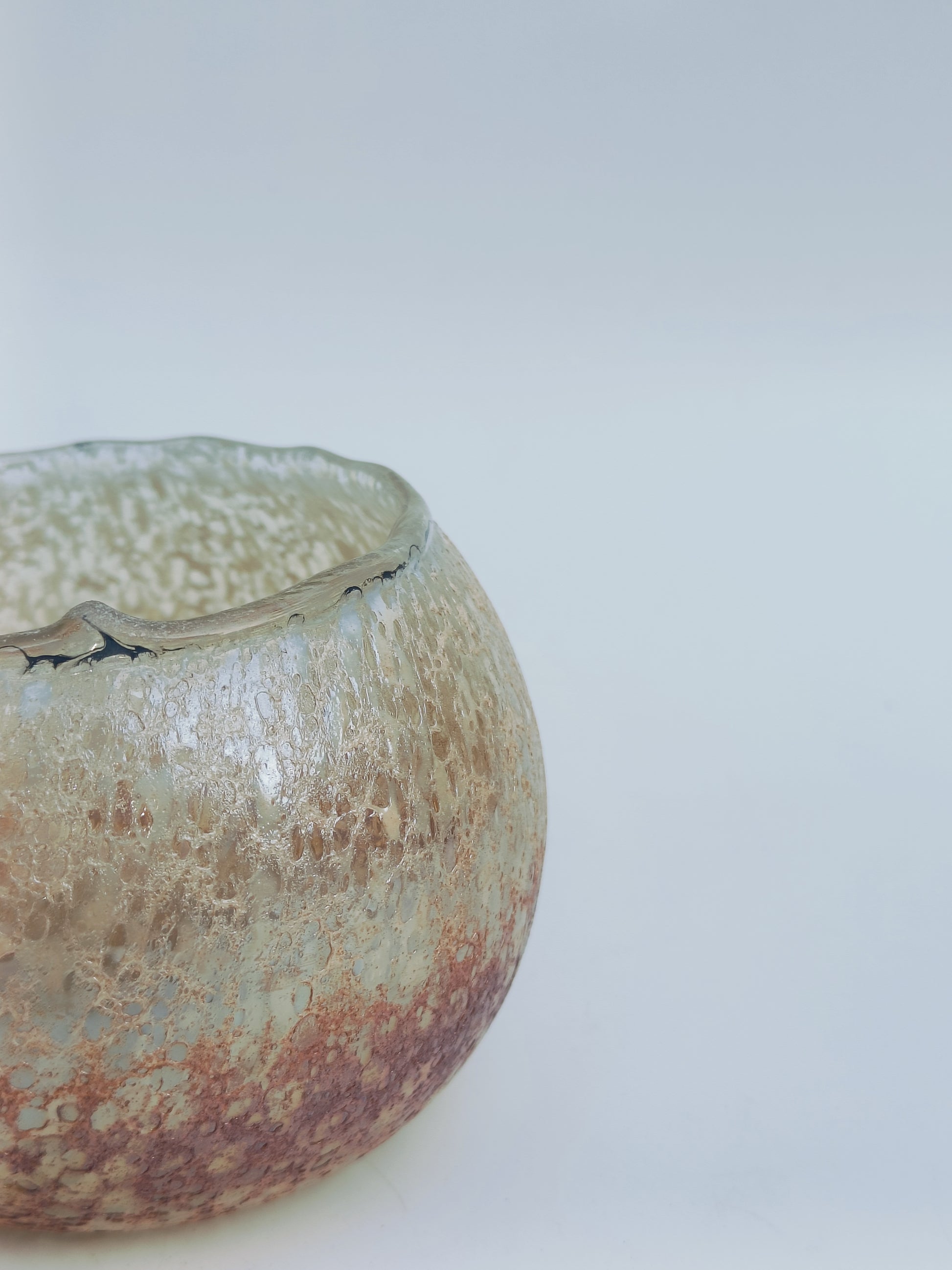 Crackle Finish Glass Votive Candle Holder – Amber Glow