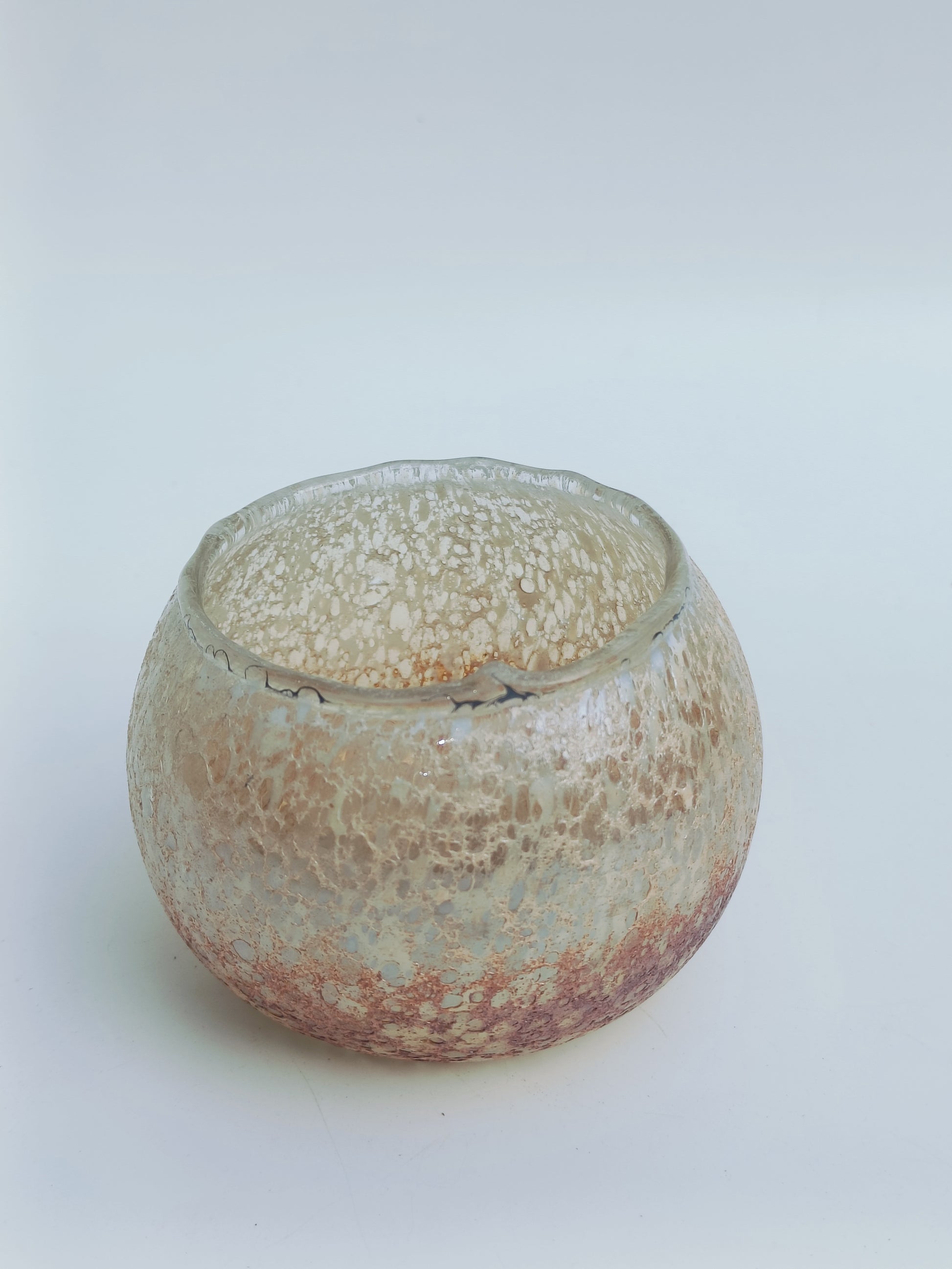 Crackle Finish Glass Votive Candle Holder – Amber Glow