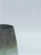 Ombre Blue Crackle Glass Candle Holder