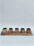 Rustic 5-Slot Wooden Candle Stand