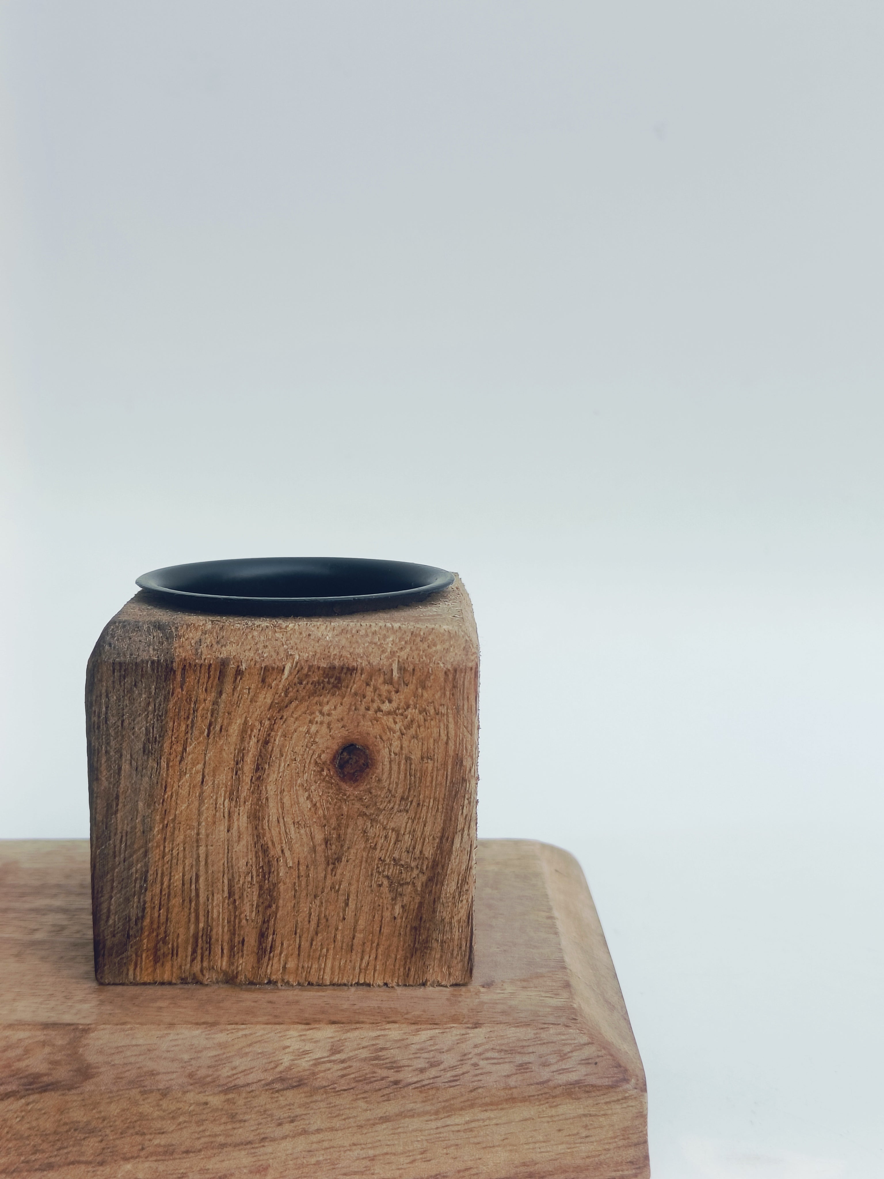 Rustic 5-Slot Wooden Candle Stand – Handcrafted Solid Wood