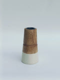 Natural Wood & Ceramic Candle Stand