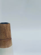 Natural Wood & Ceramic Candle Stand