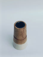 Natural Wood & Ceramic Candle Stand