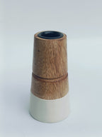 Natural Wood & Ceramic Candle Stand