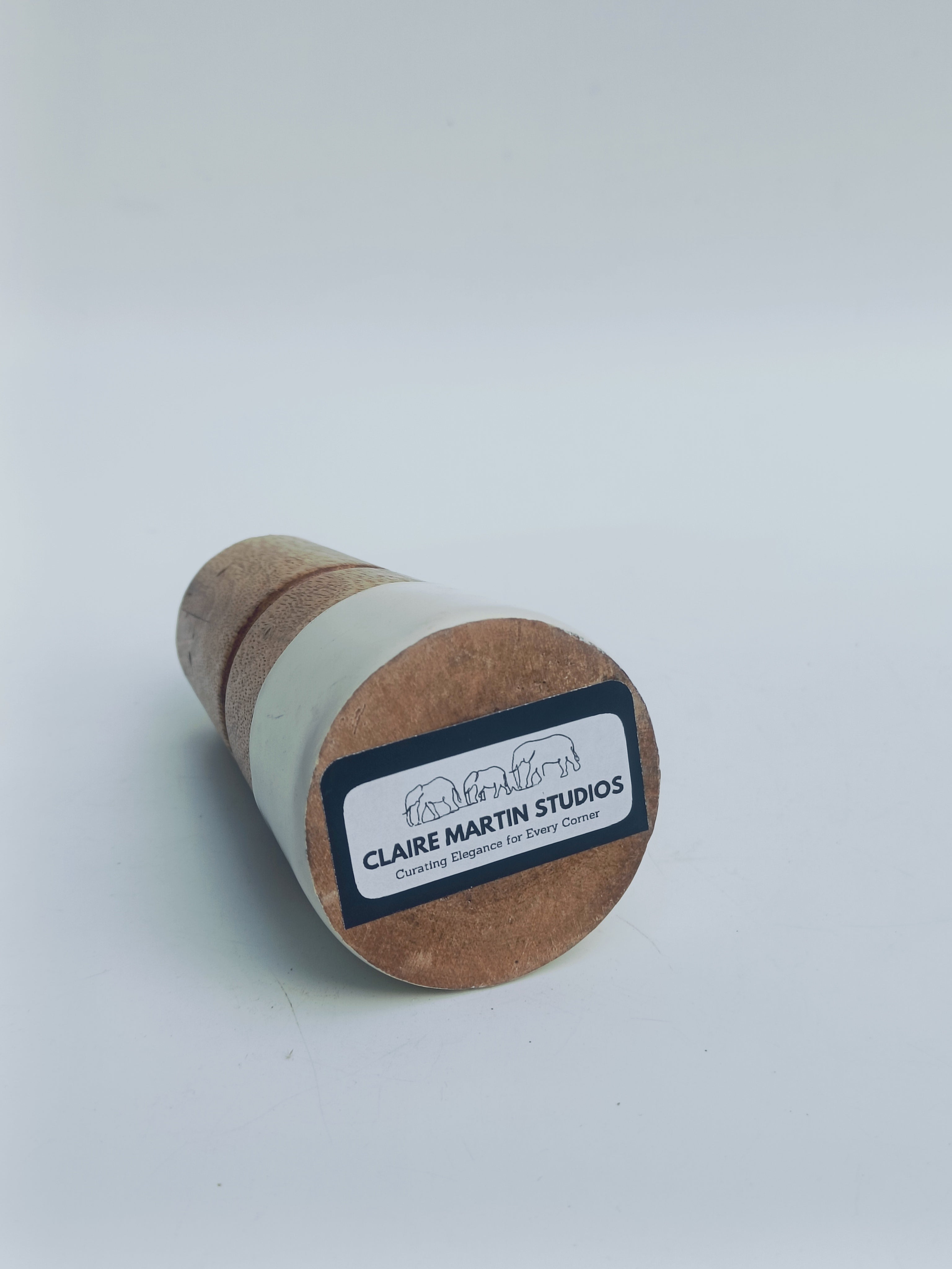 Natural Wood & Ceramic Candle Stand