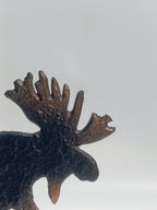 Bronze-Finish Moose Figurine on Wooden Base