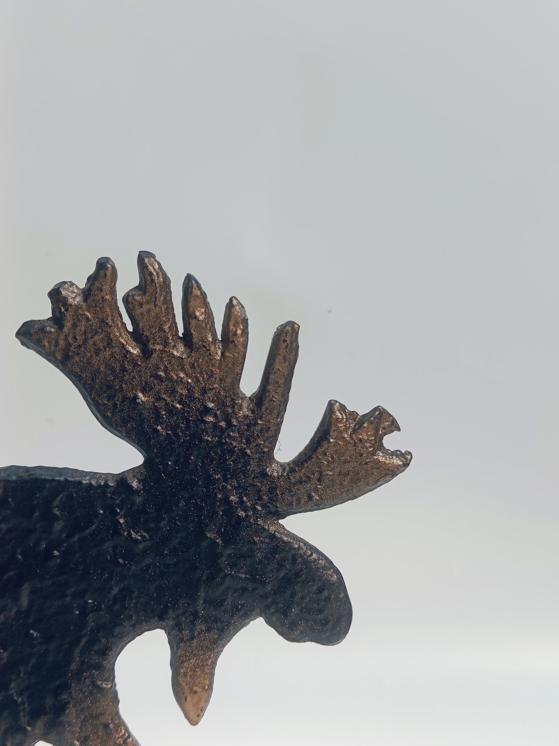 Bronze-Finish Moose Figurine on Wooden Base