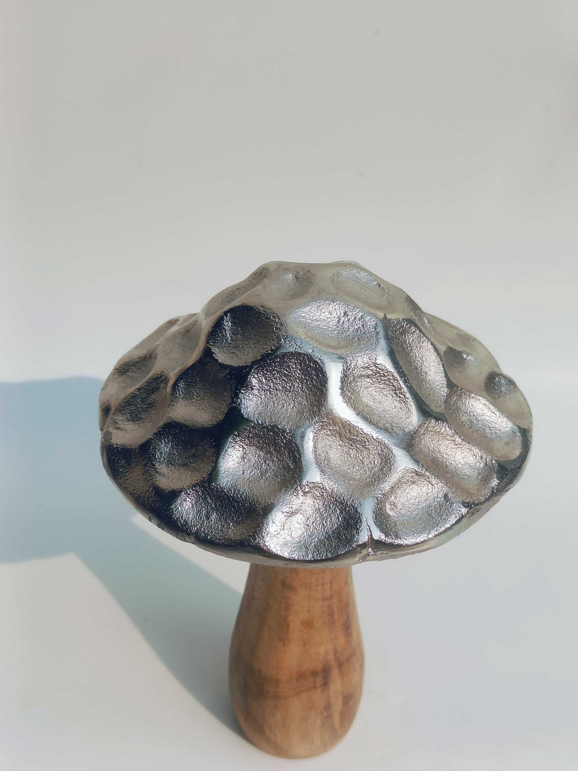 Textured Silver Cap Wooden Mushroom