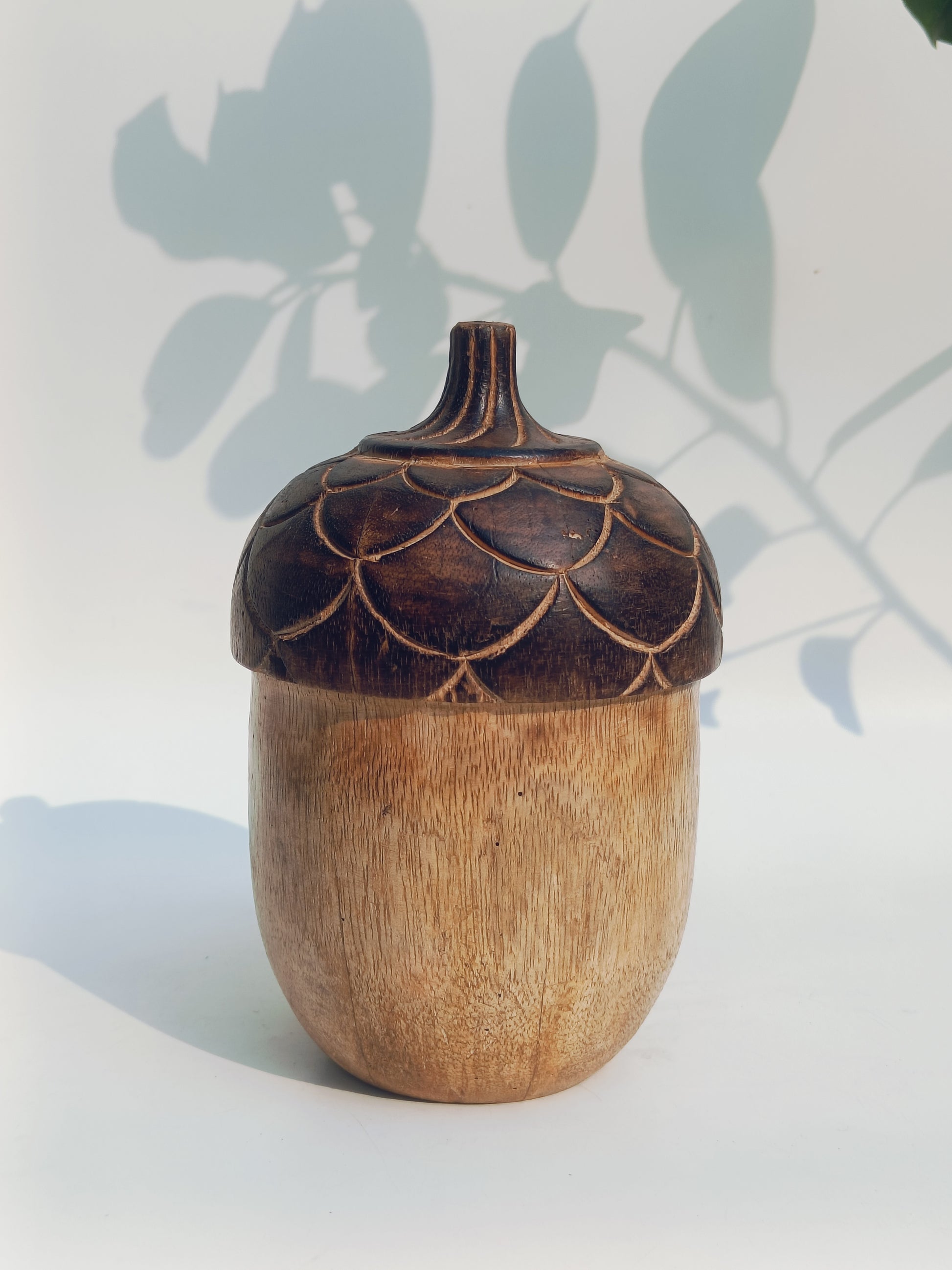 Woodland Acorn Sculpture – Hand-Carved Wooden Decor
