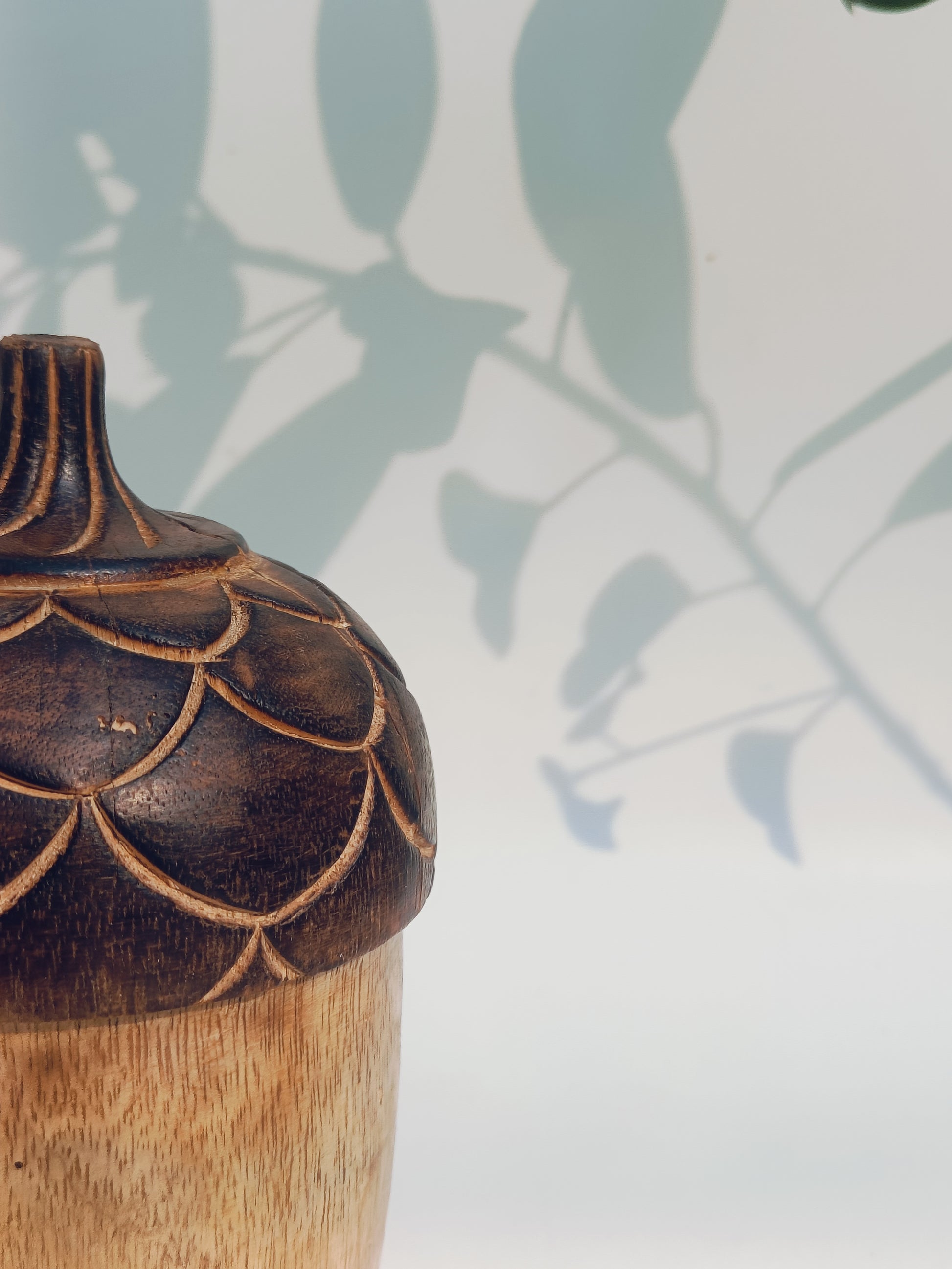 Woodland Acorn Sculpture – Hand-Carved Wooden Decor