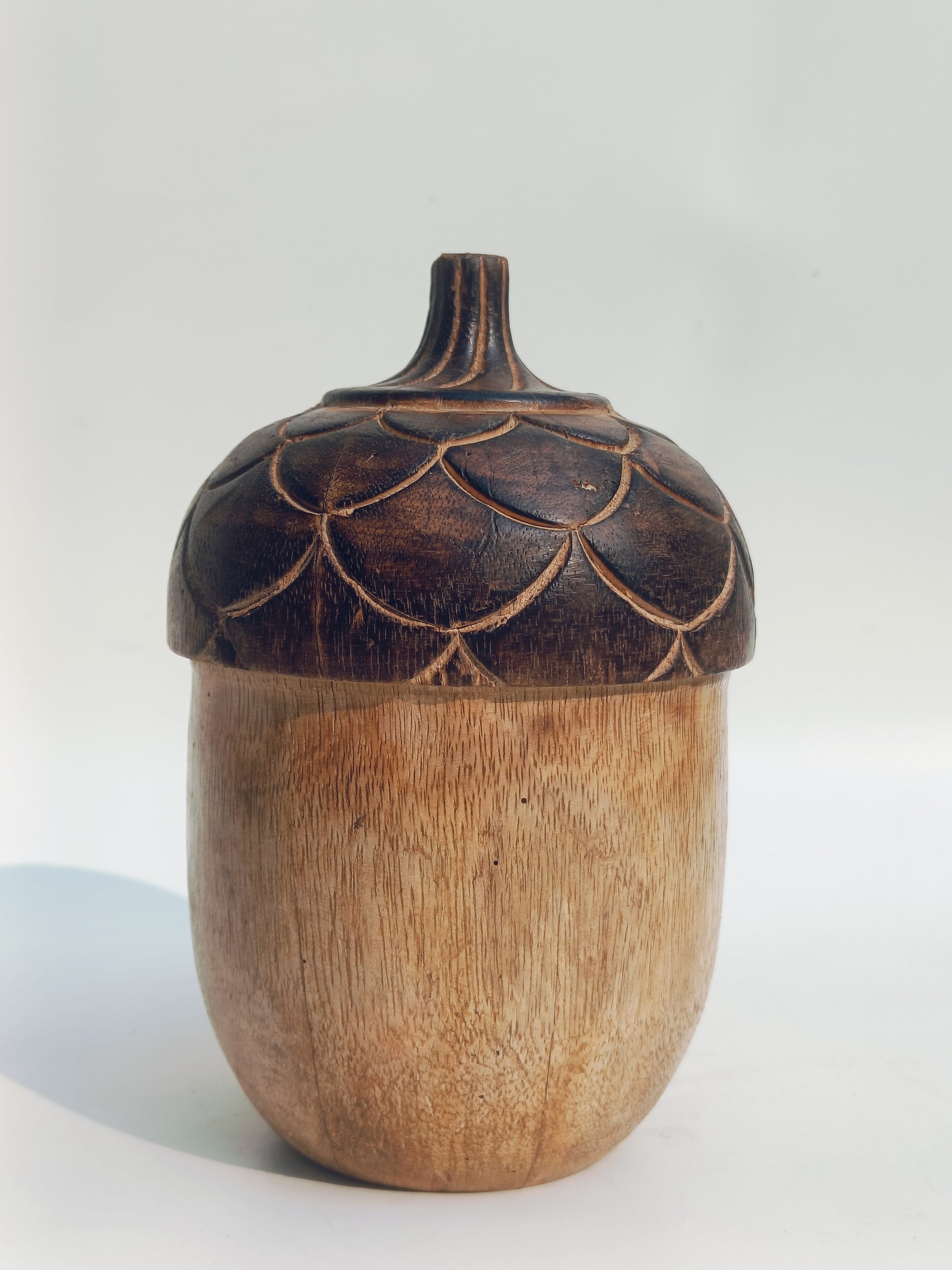 Woodland Acorn Sculpture – Hand-Carved Wooden Decor