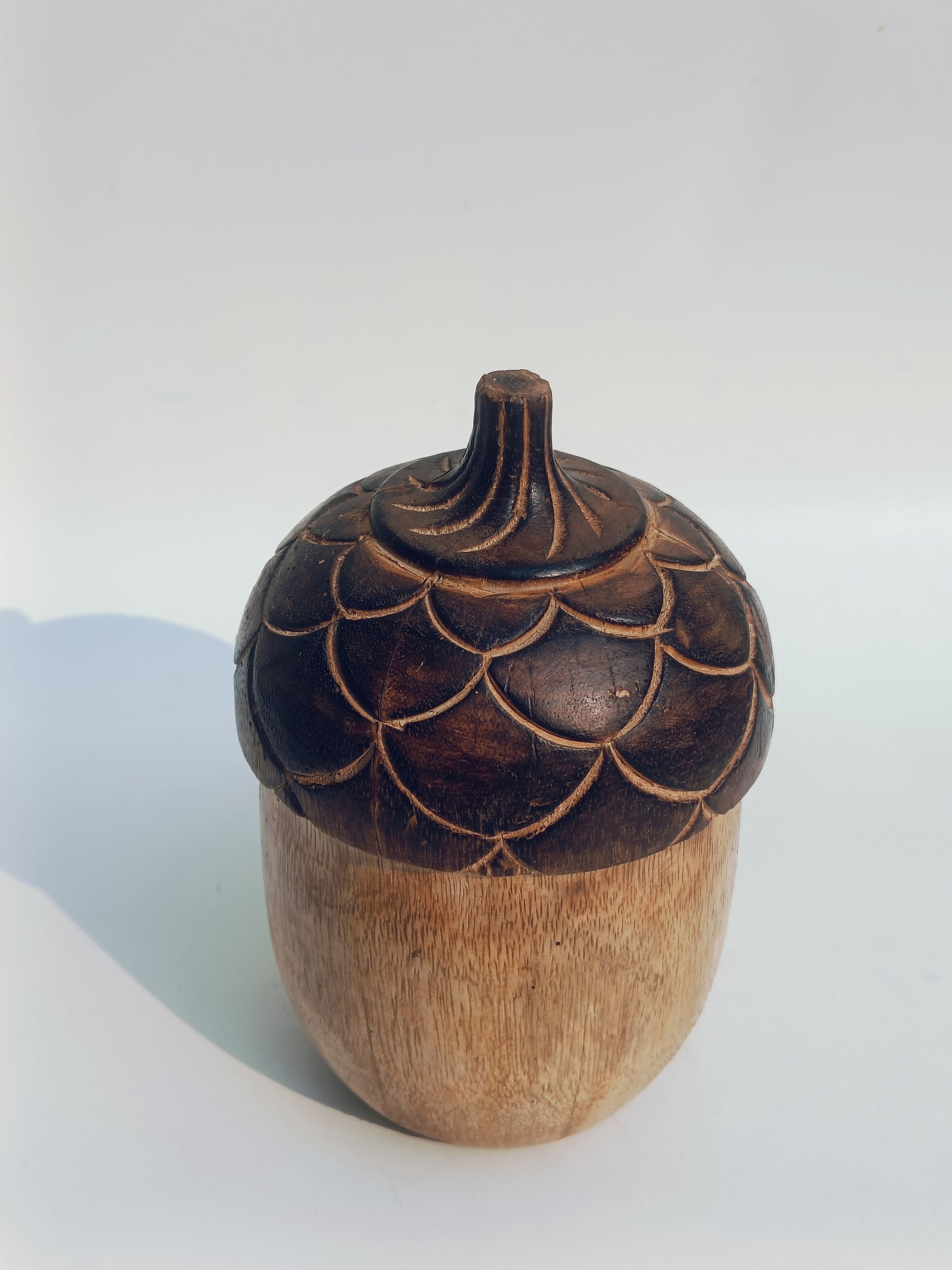 Woodland Acorn Sculpture – Hand-Carved Wooden Decor