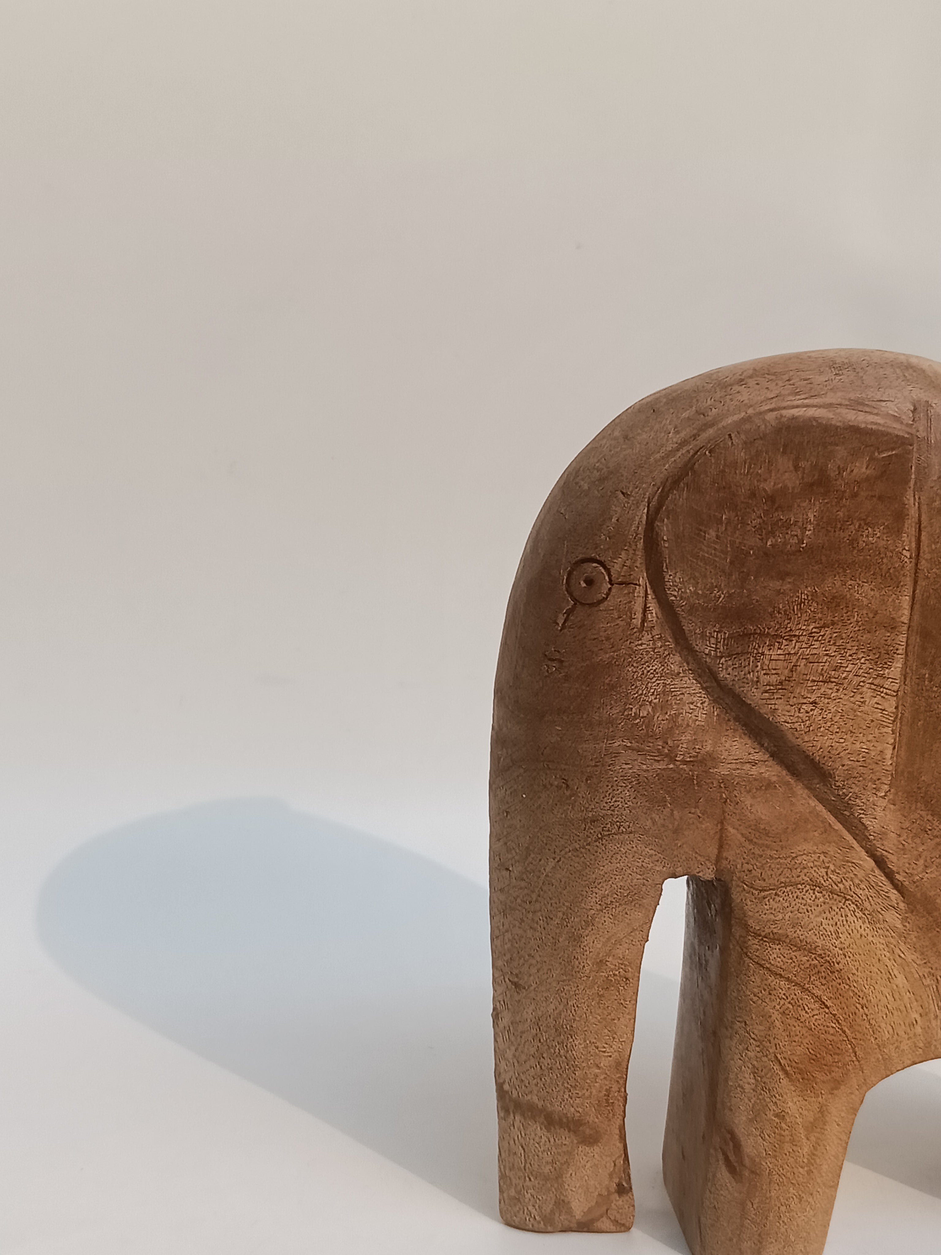 Hand-Carved Minimalist Elephant Sculpture
