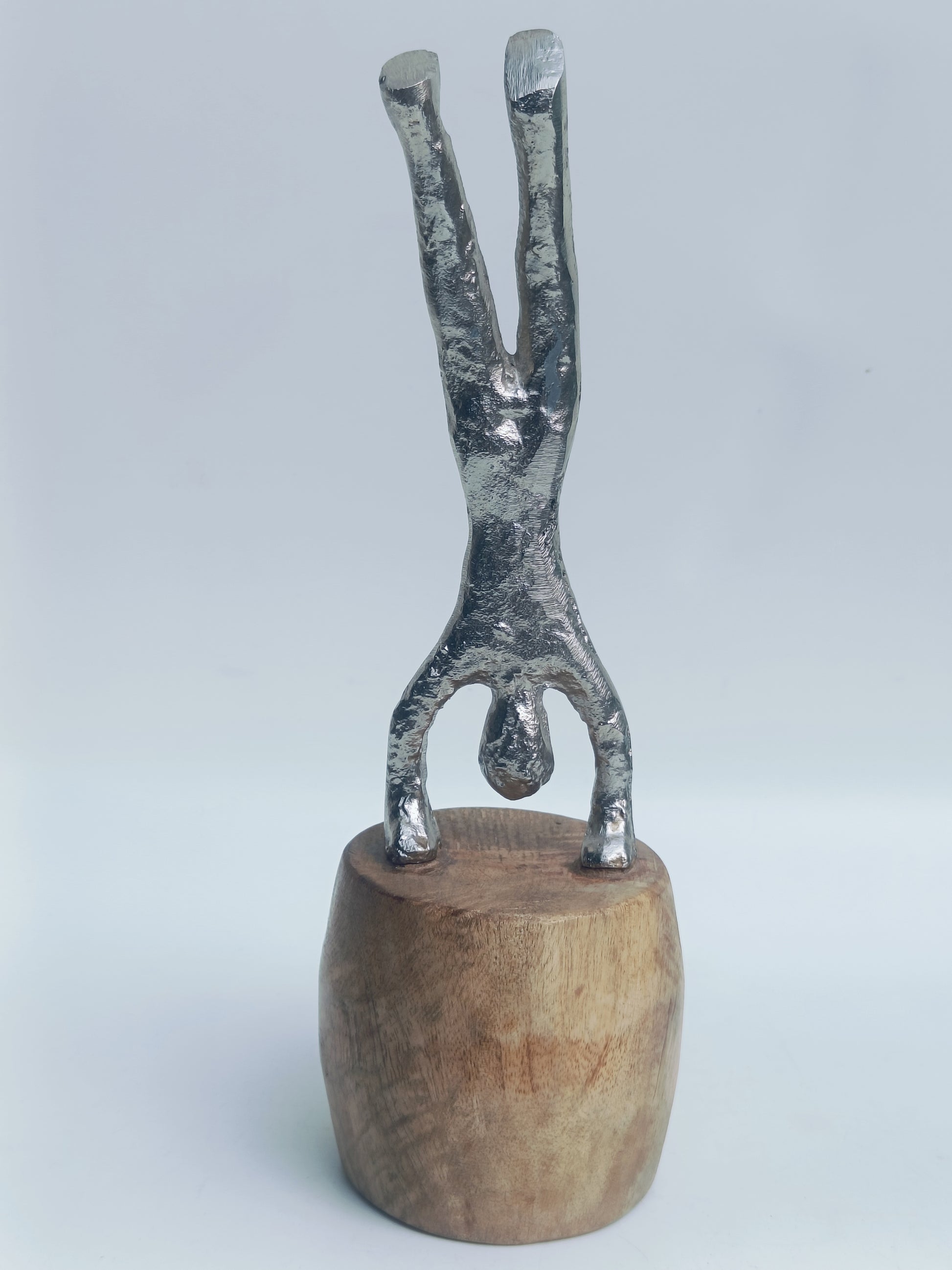 Handstand Harmony Sculpture – Wood & Metal Art