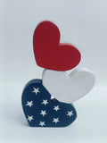 Patriotic Hearts Wooden Décor