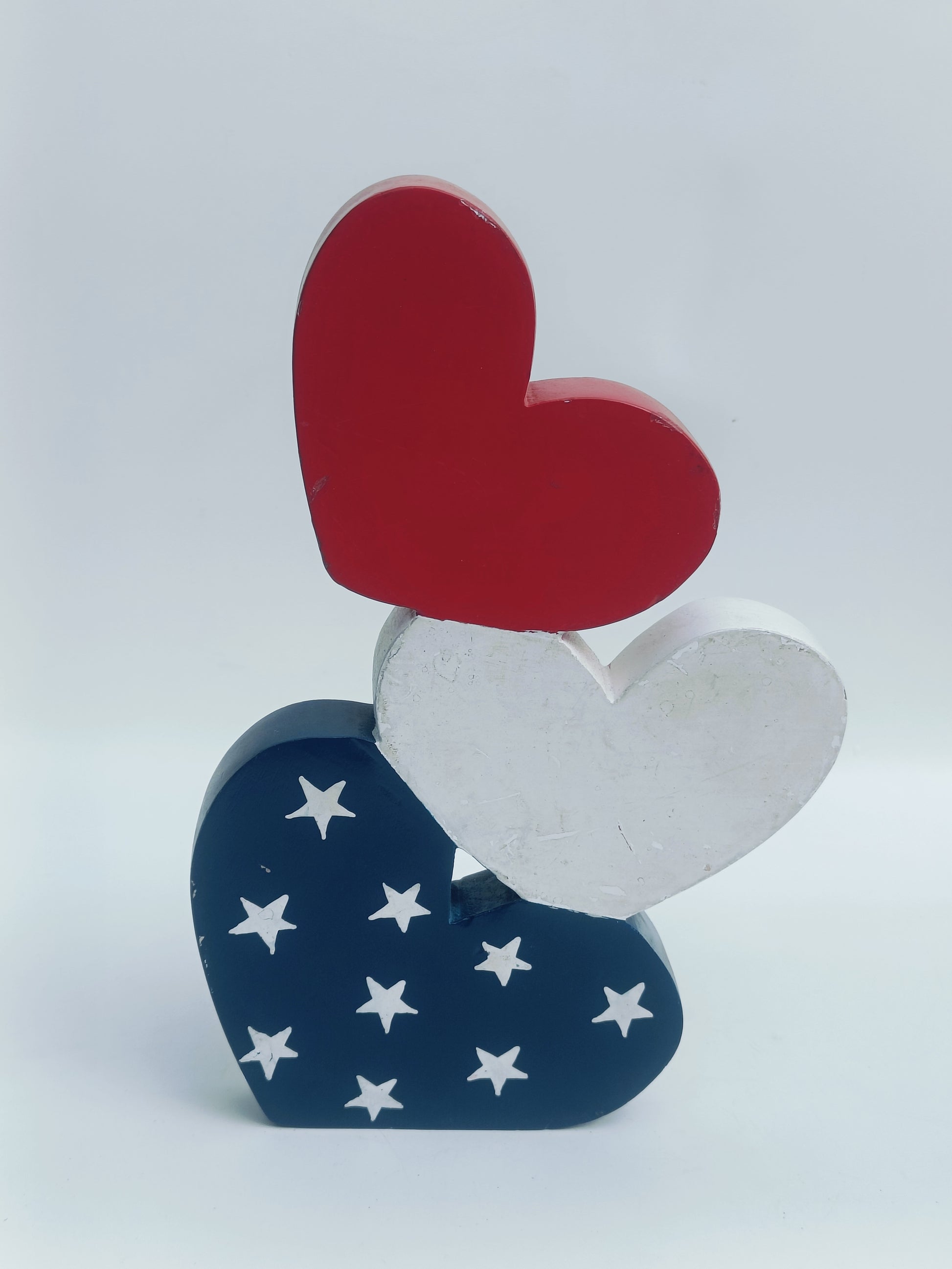 Patriotic Hearts Wooden Décor