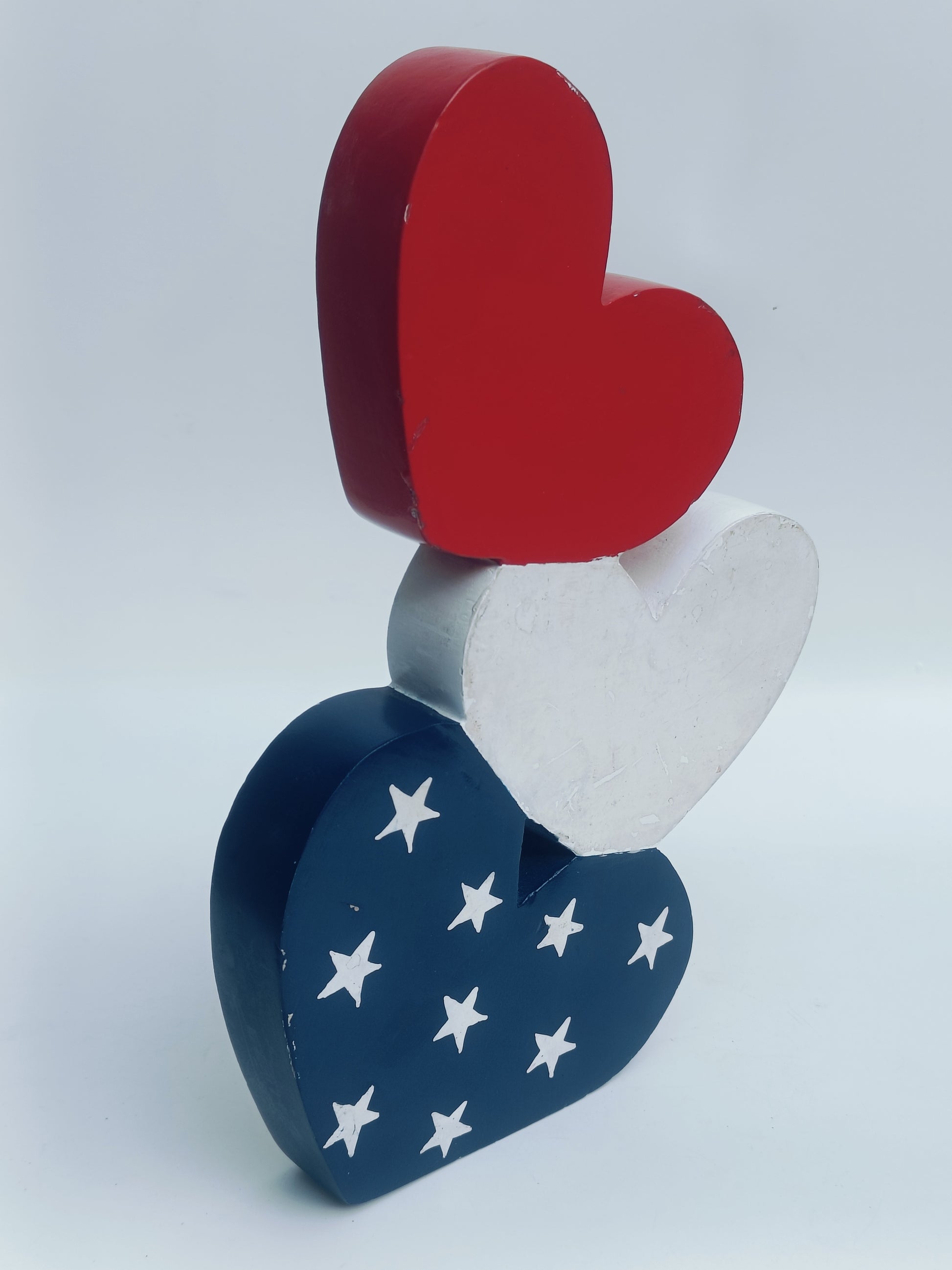 Patriotic Hearts Wooden Décor