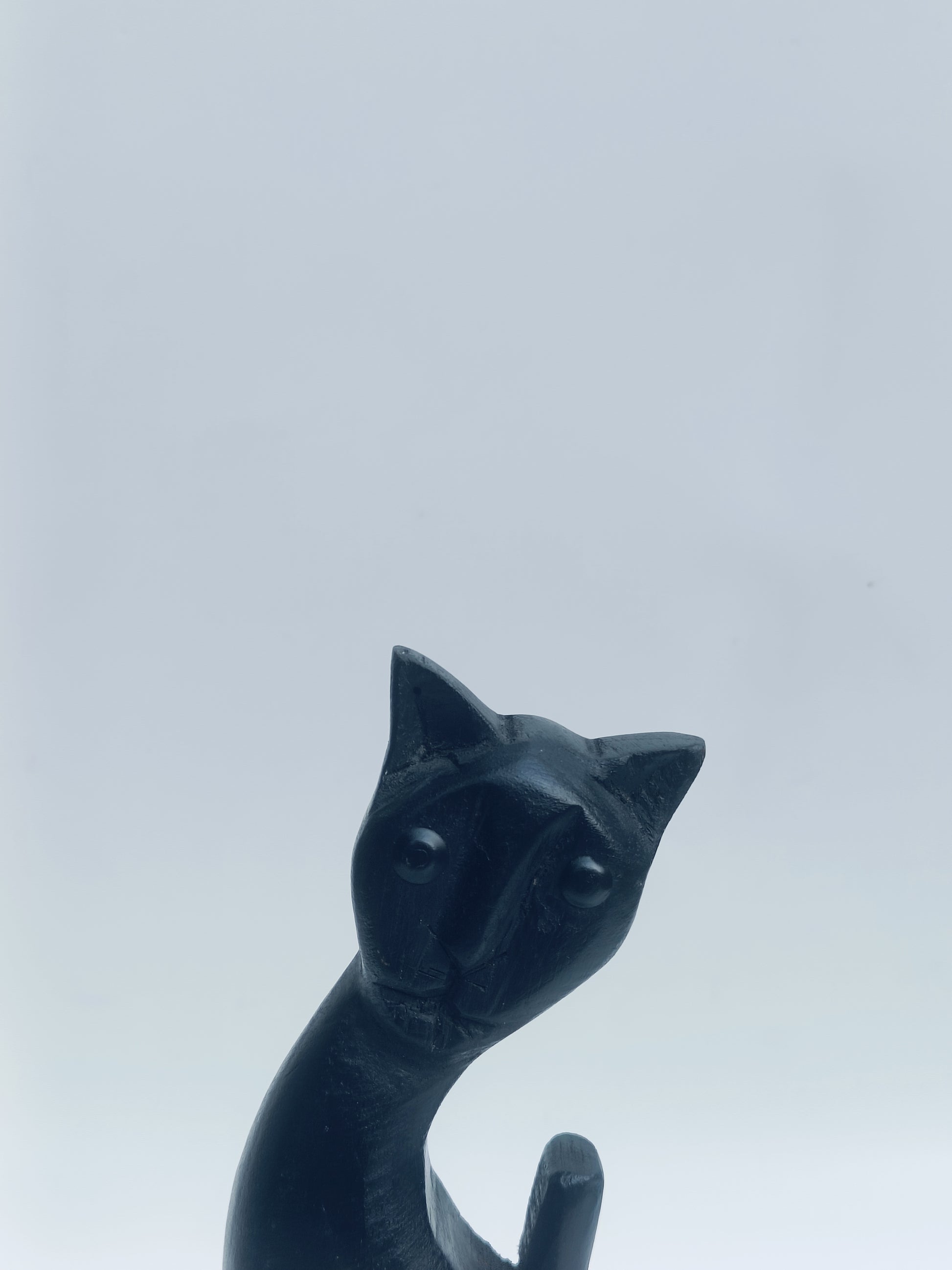 Midnight Muse Wooden Cat Figurine