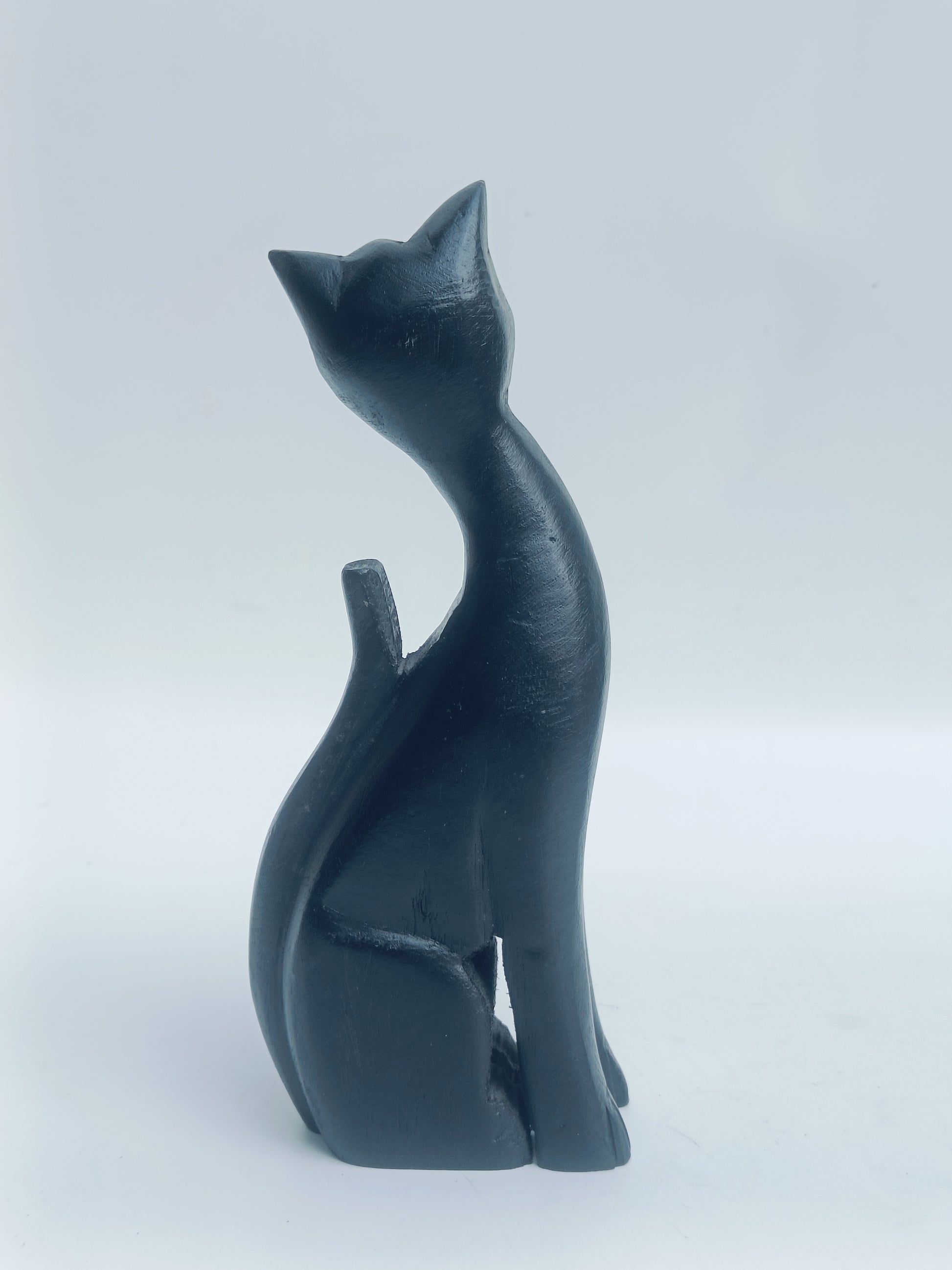 Midnight Muse Wooden Cat Figurine