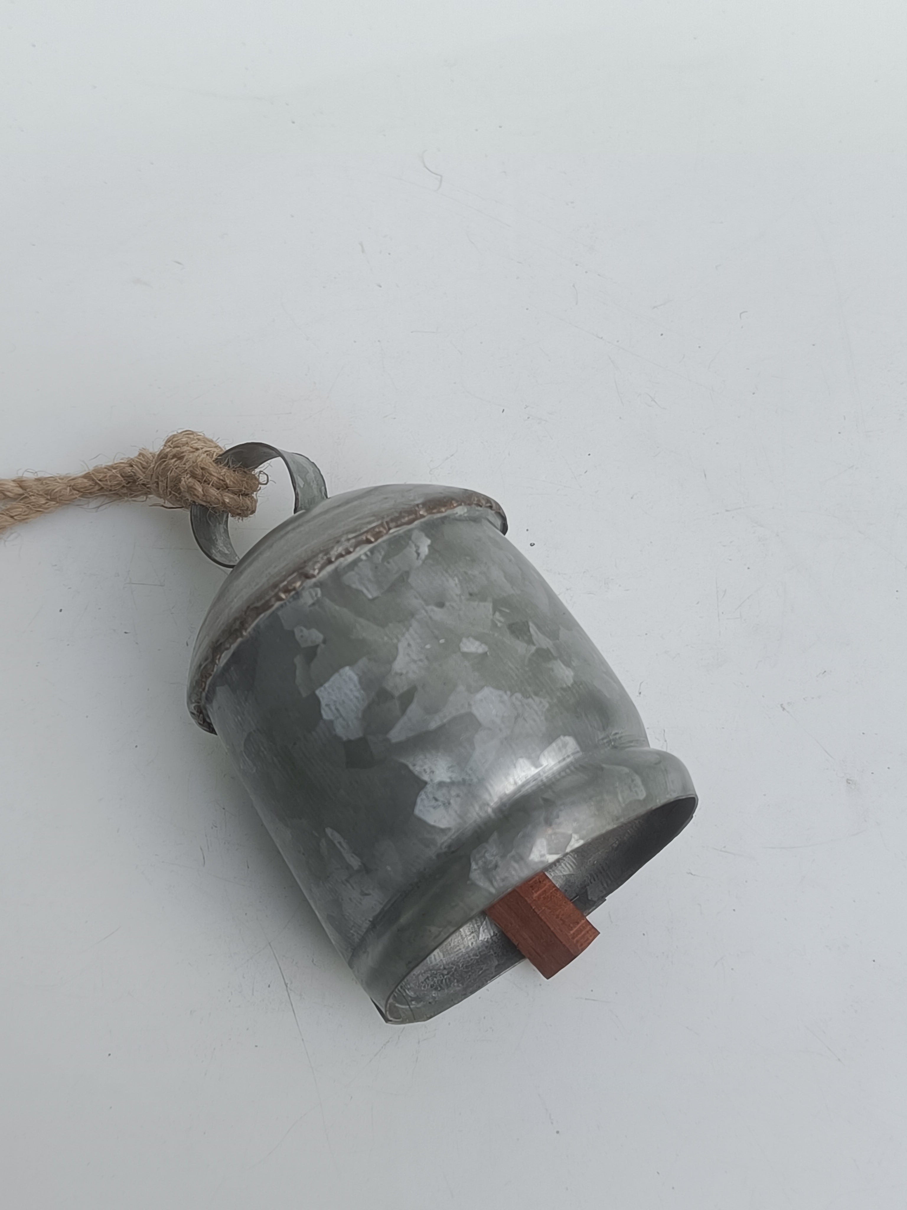 Alpine Mist Bell – Miniature Galvanized Hanging Accent