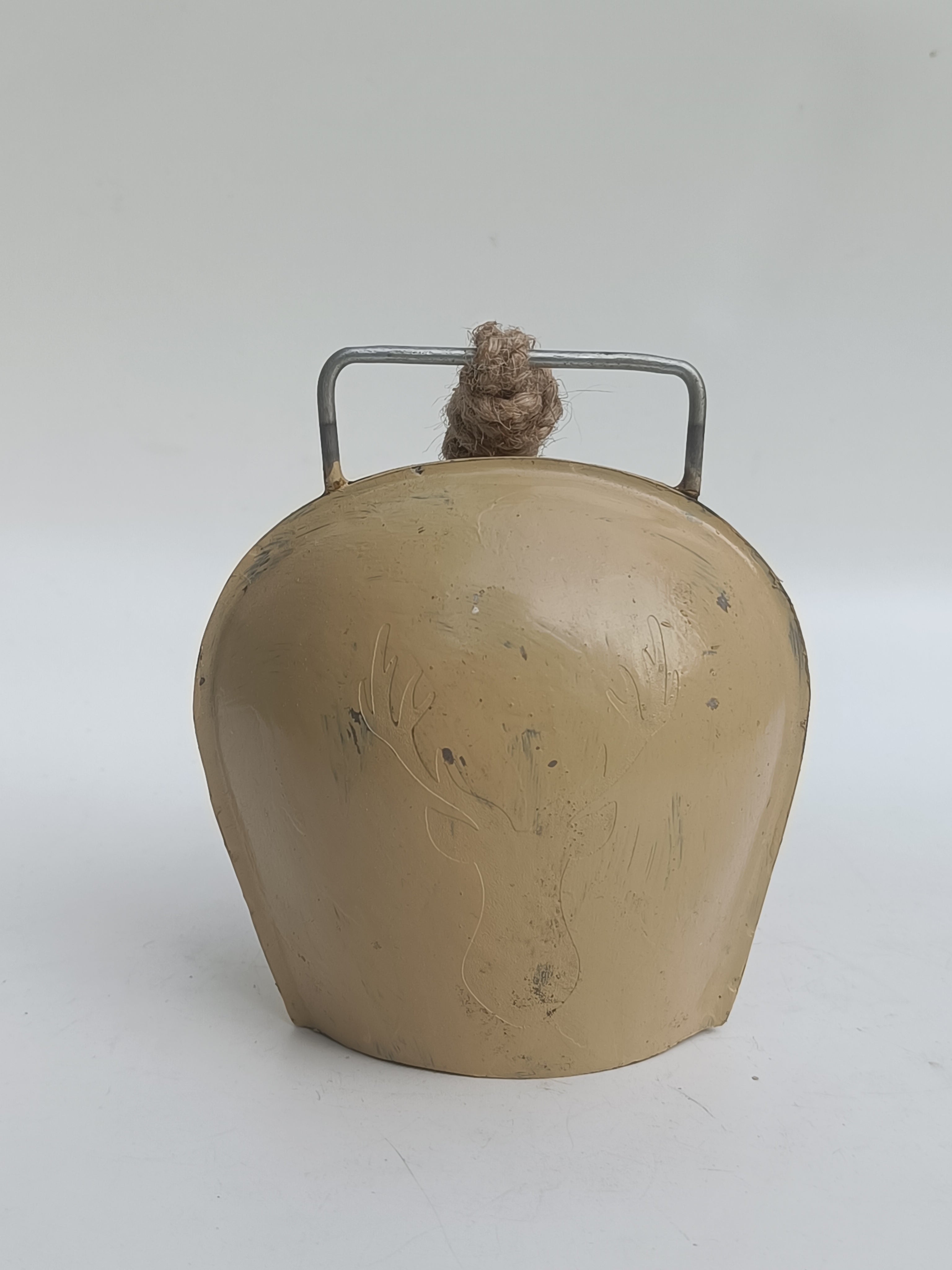 Nordic Antler Bell – Cream Rustic Metal Hanging Accent