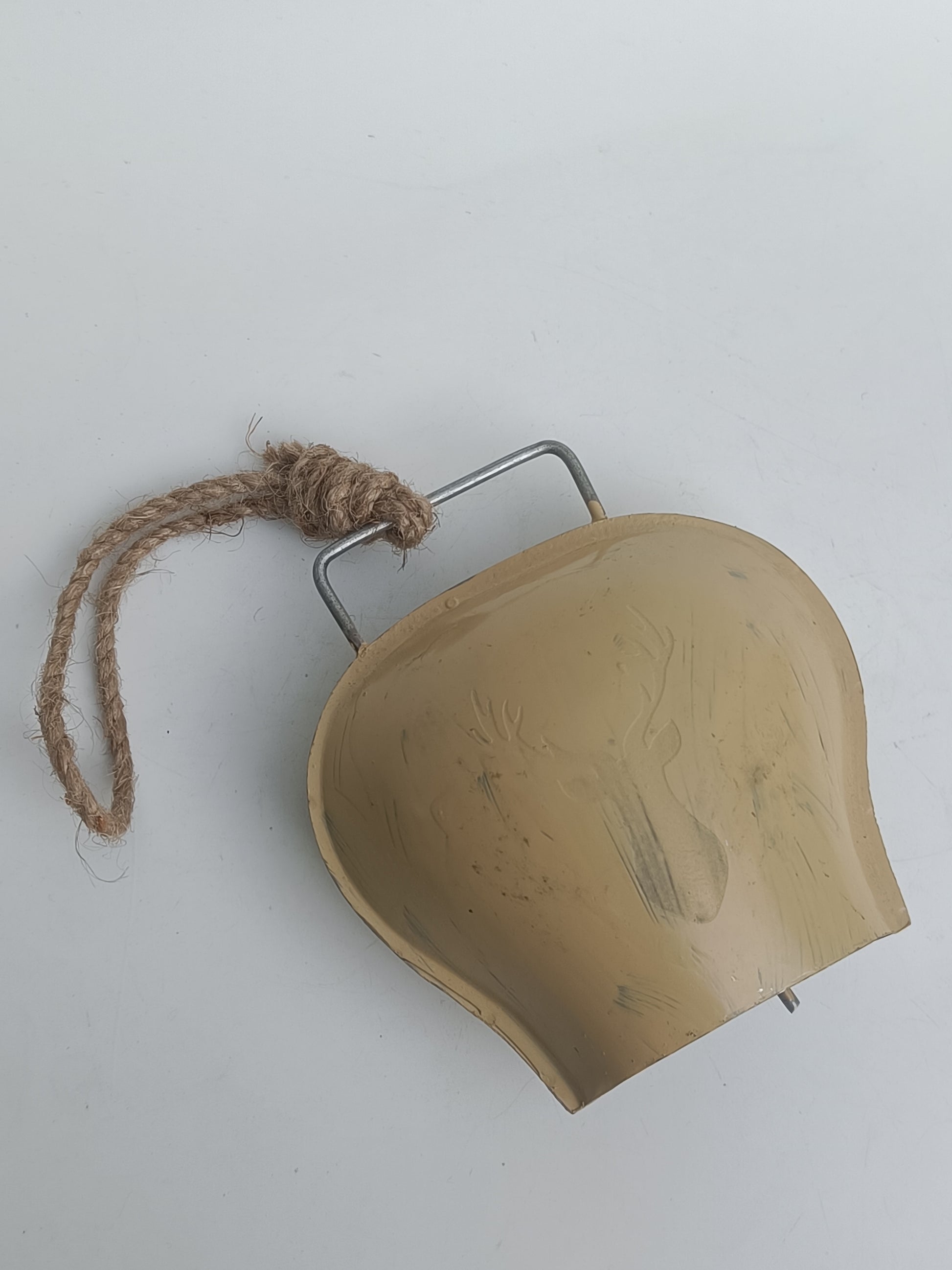 Nordic Antler Bell – Cream Rustic Metal Hanging Accent