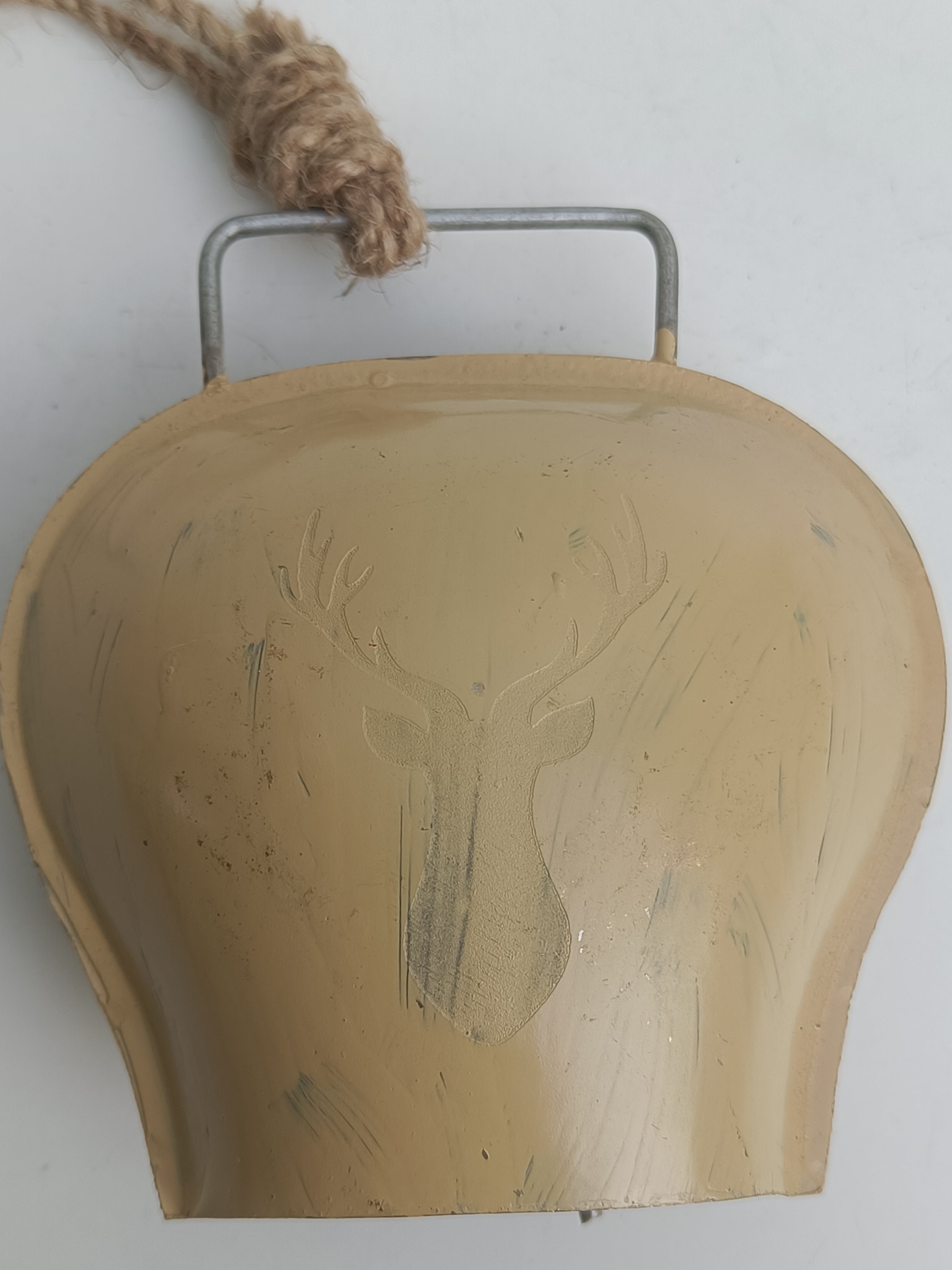 Nordic Antler Bell – Cream Rustic Metal Hanging Accent